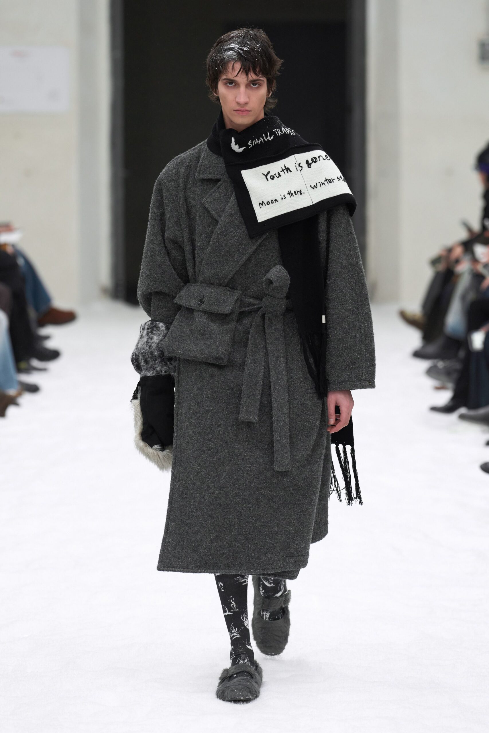 gray fur shoes