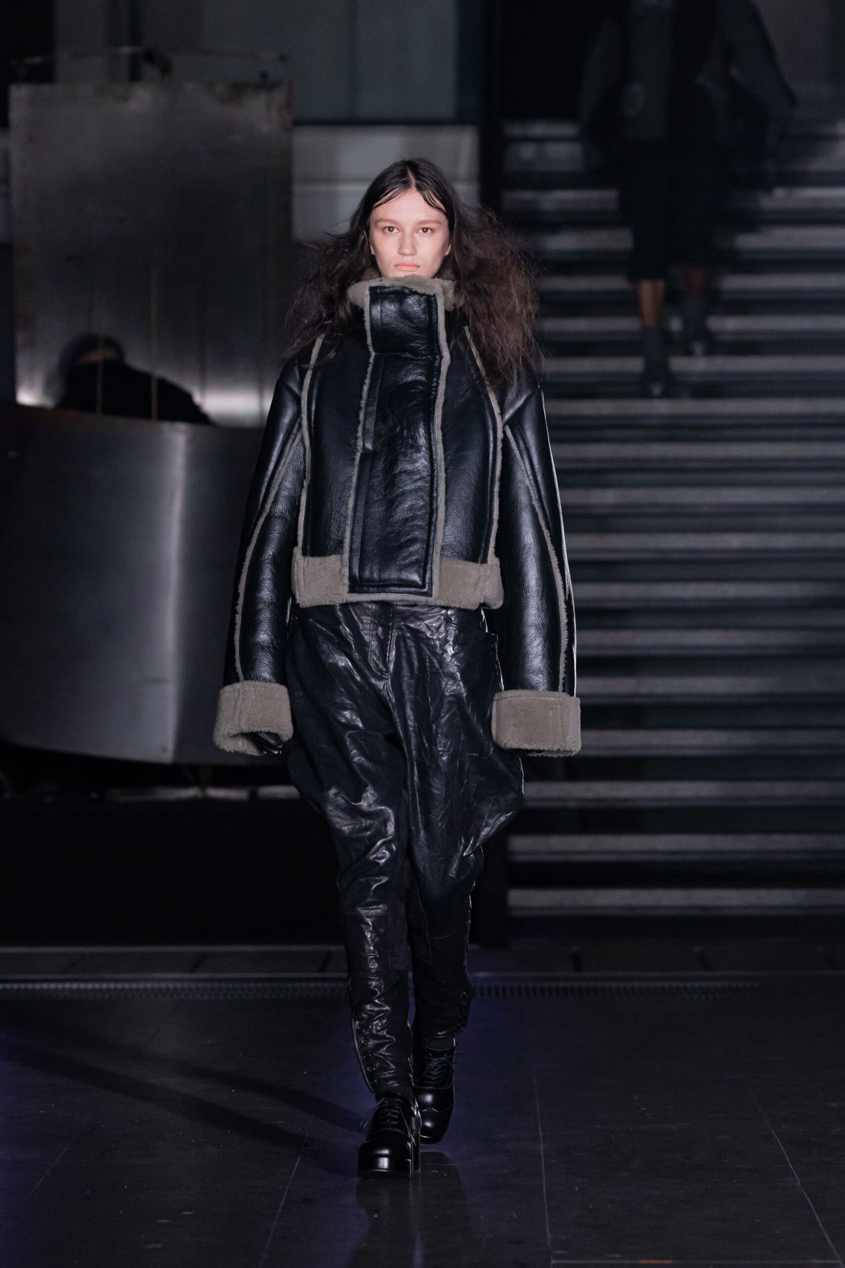 black leather jacket and pants