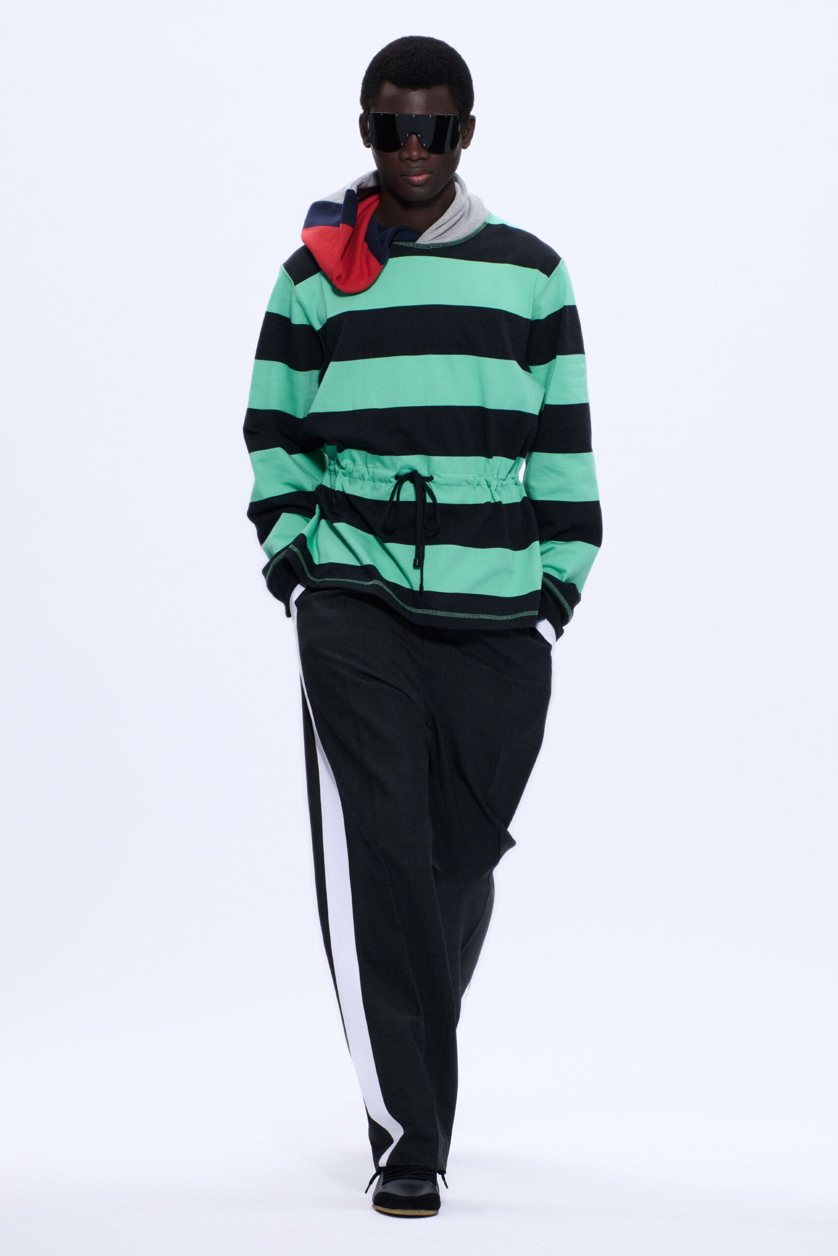 green striped top with relaxed pants