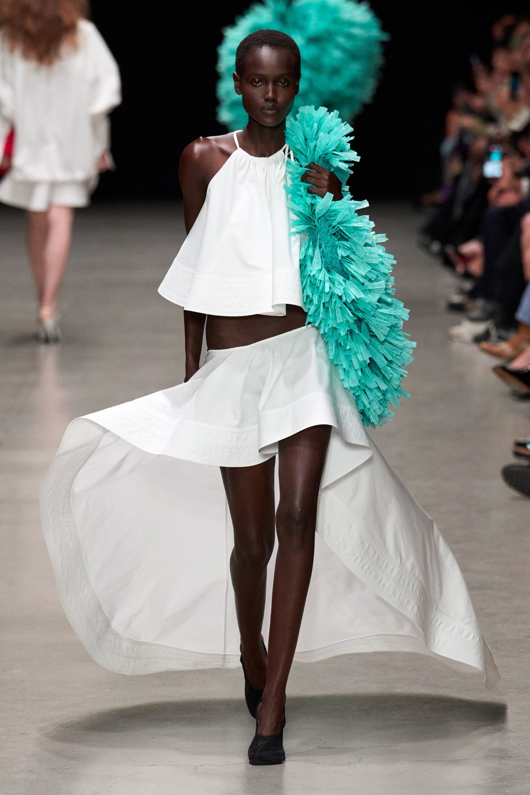 teal fringed bag