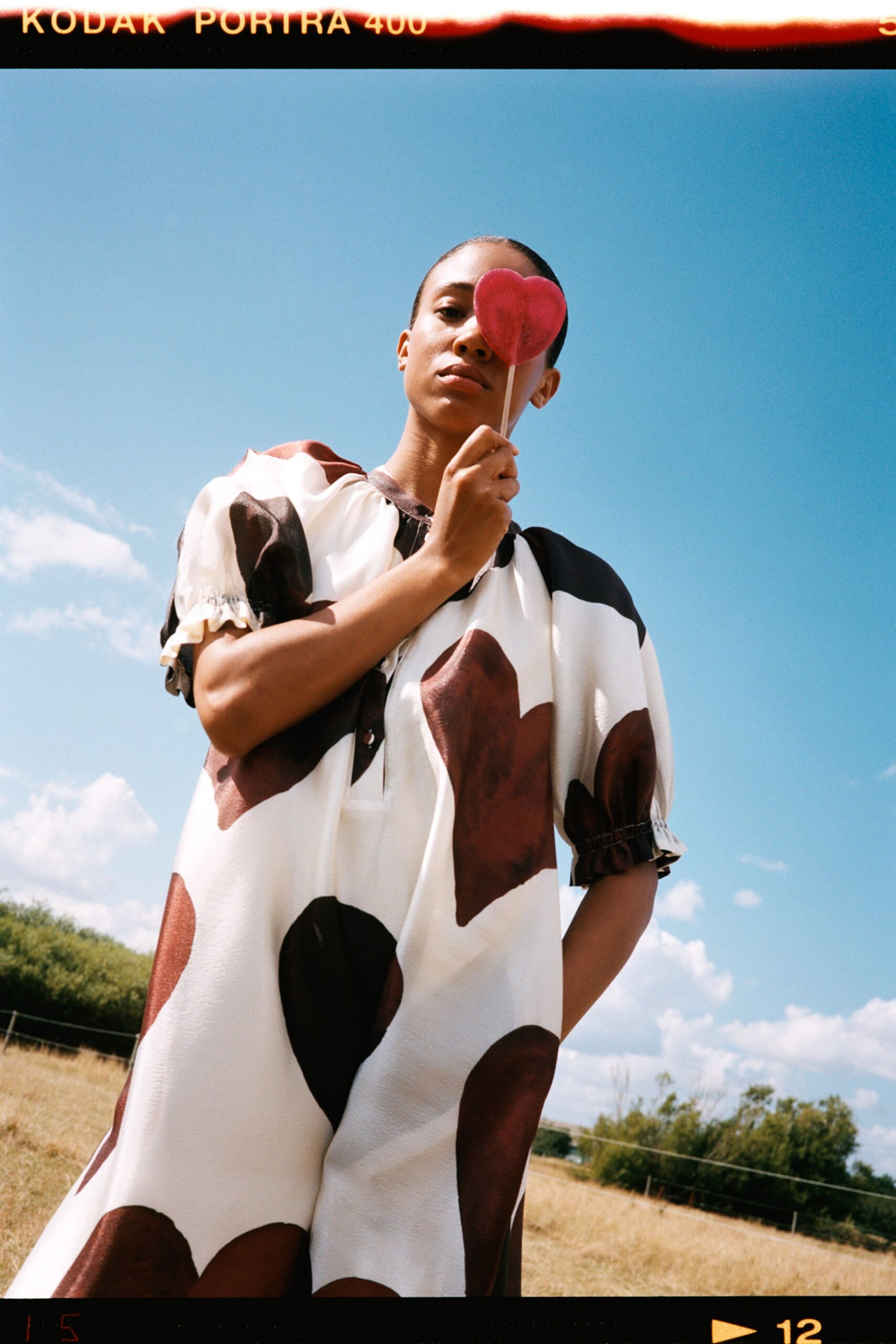 white and brown printed dress