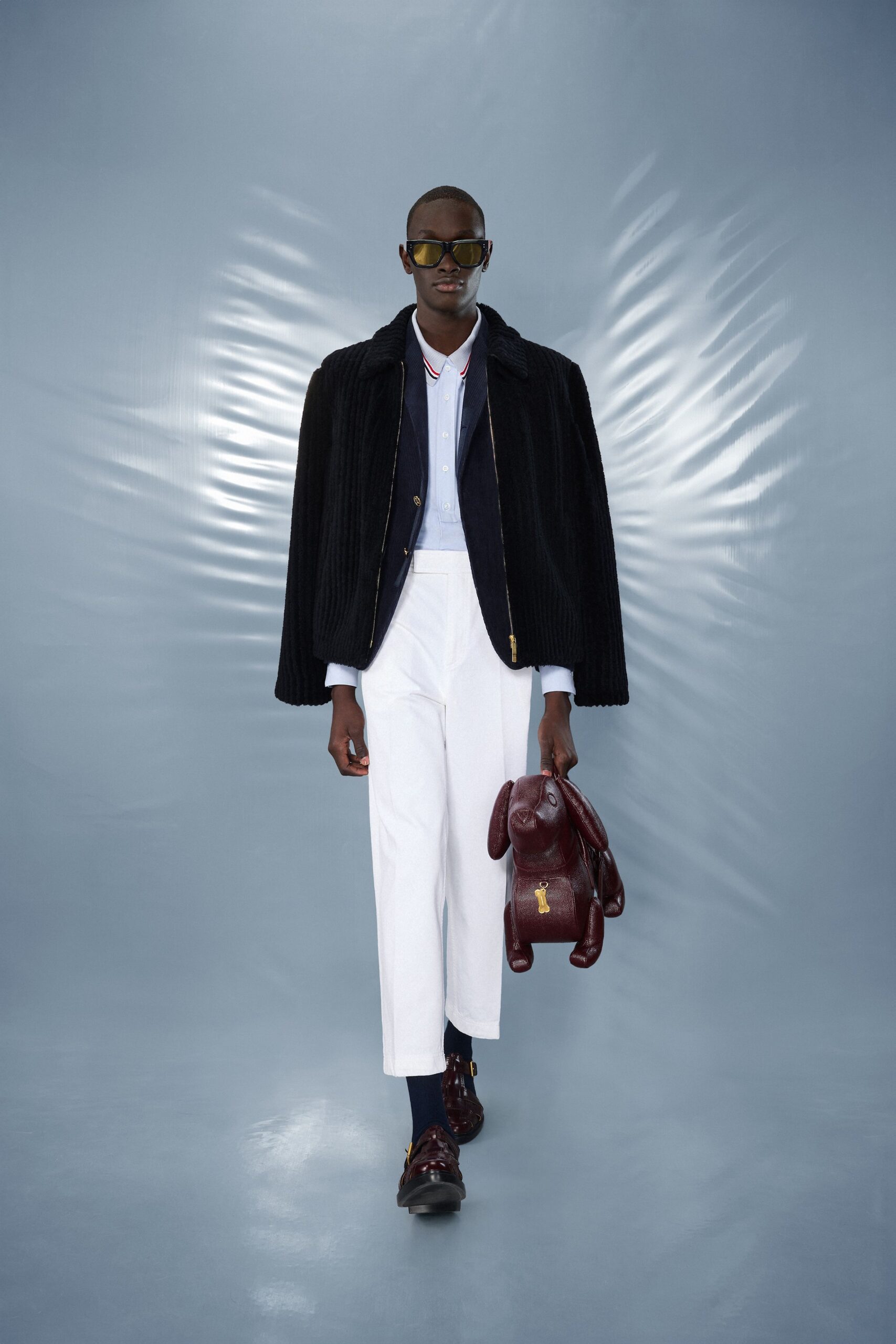 black velvet cape with blue shirt