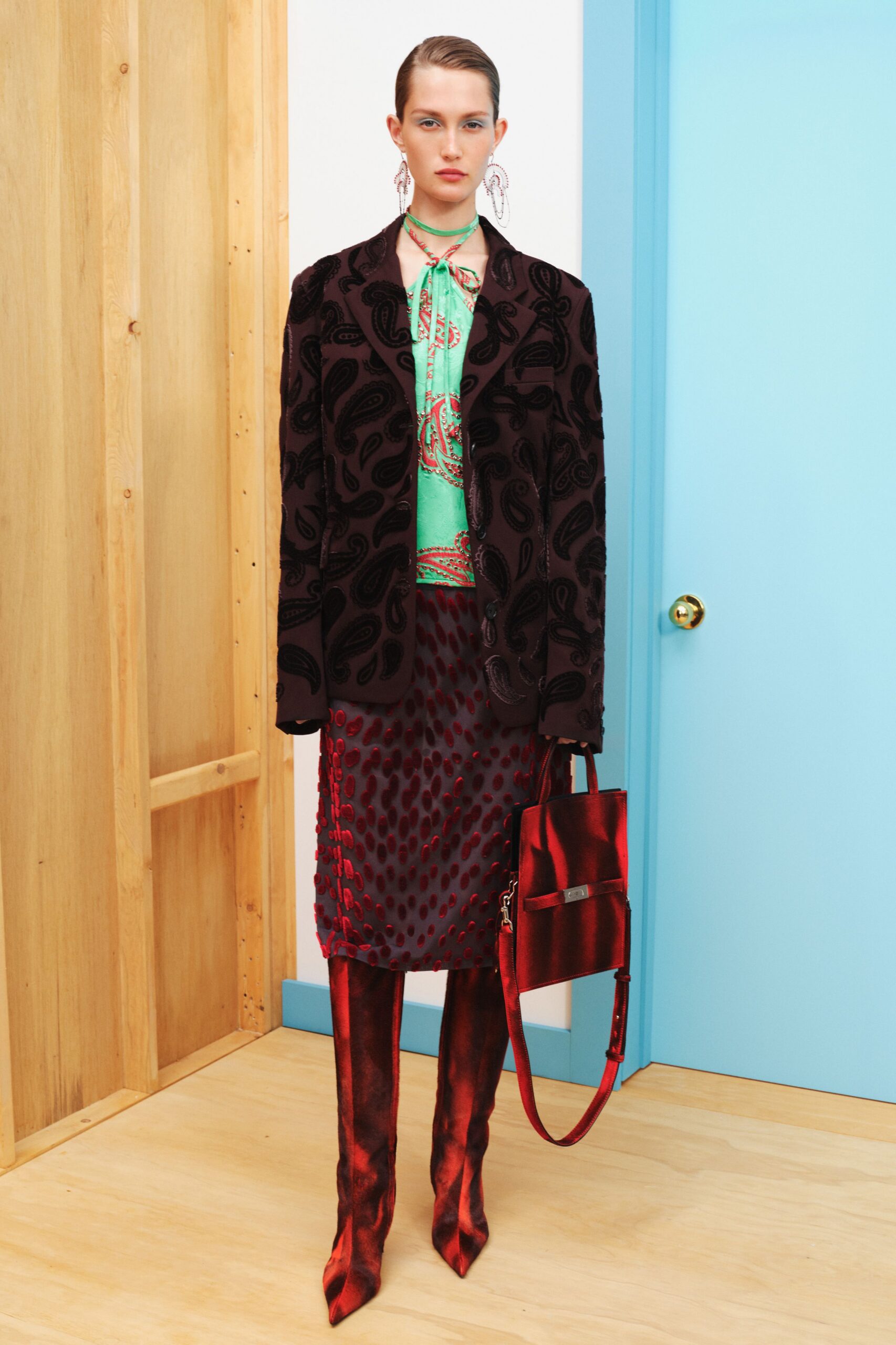 black velvet blazer with printed shirt