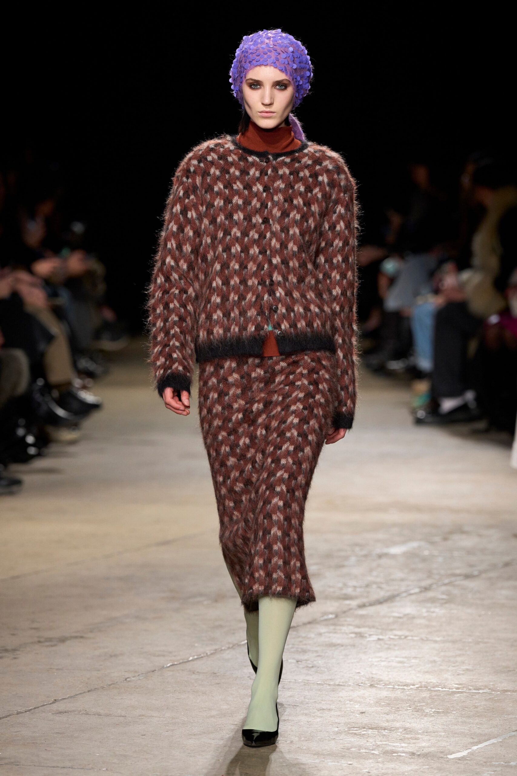 brown wool fitted pencil textured skirt