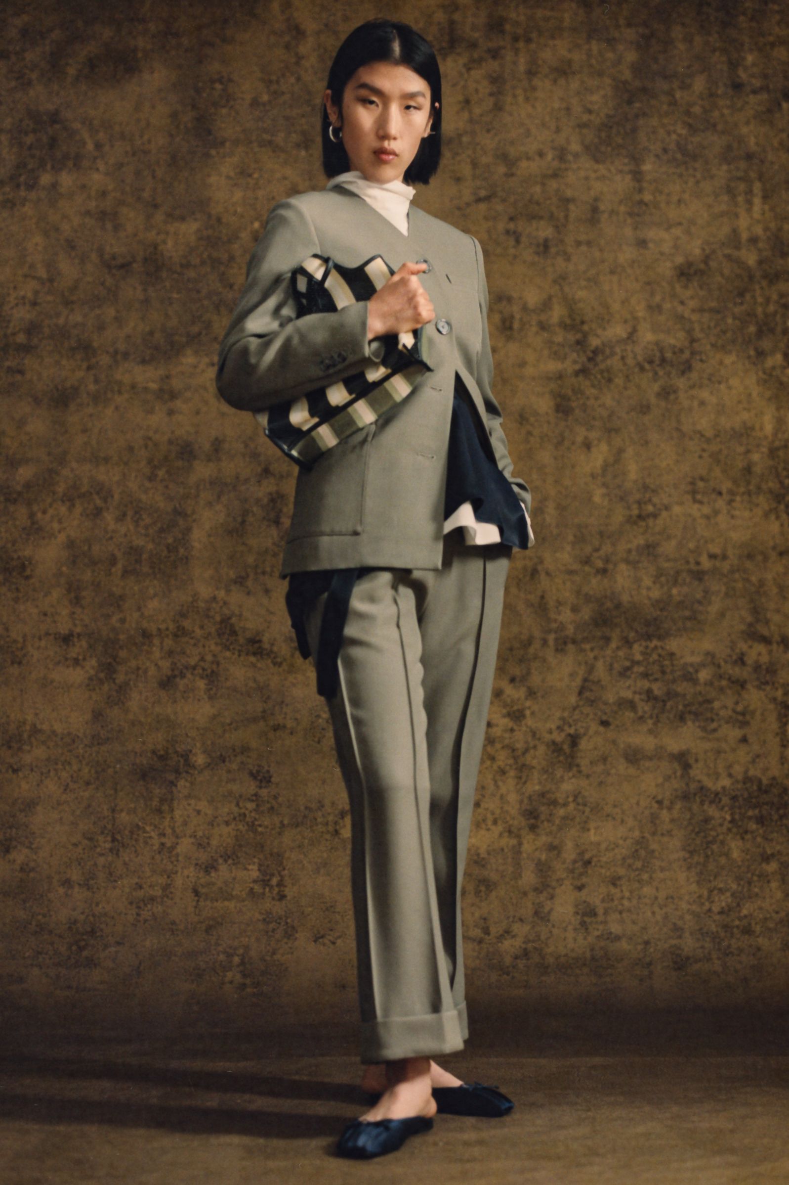 gray wool blazer and pants