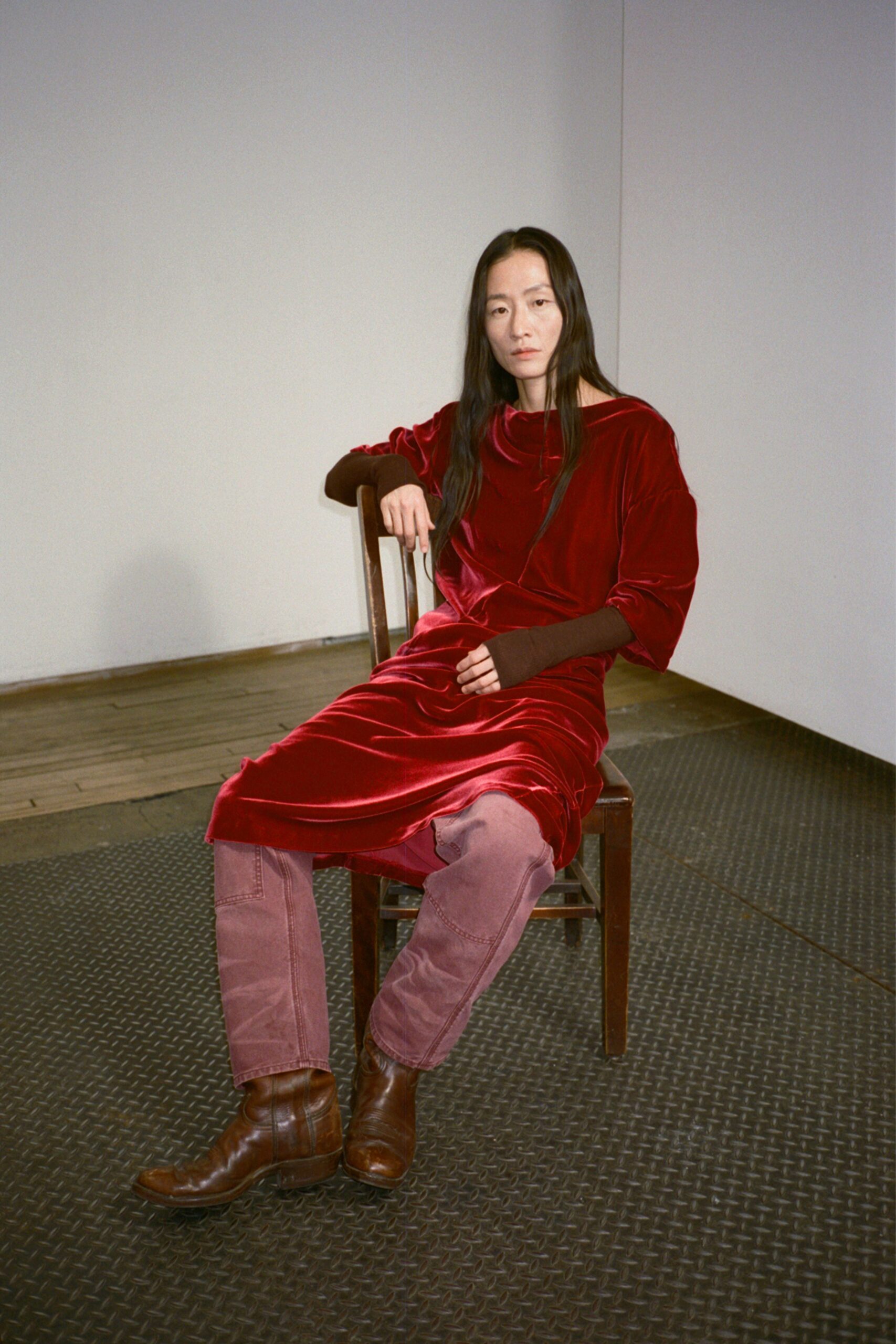 pink cotton relaxed straight-leg pants