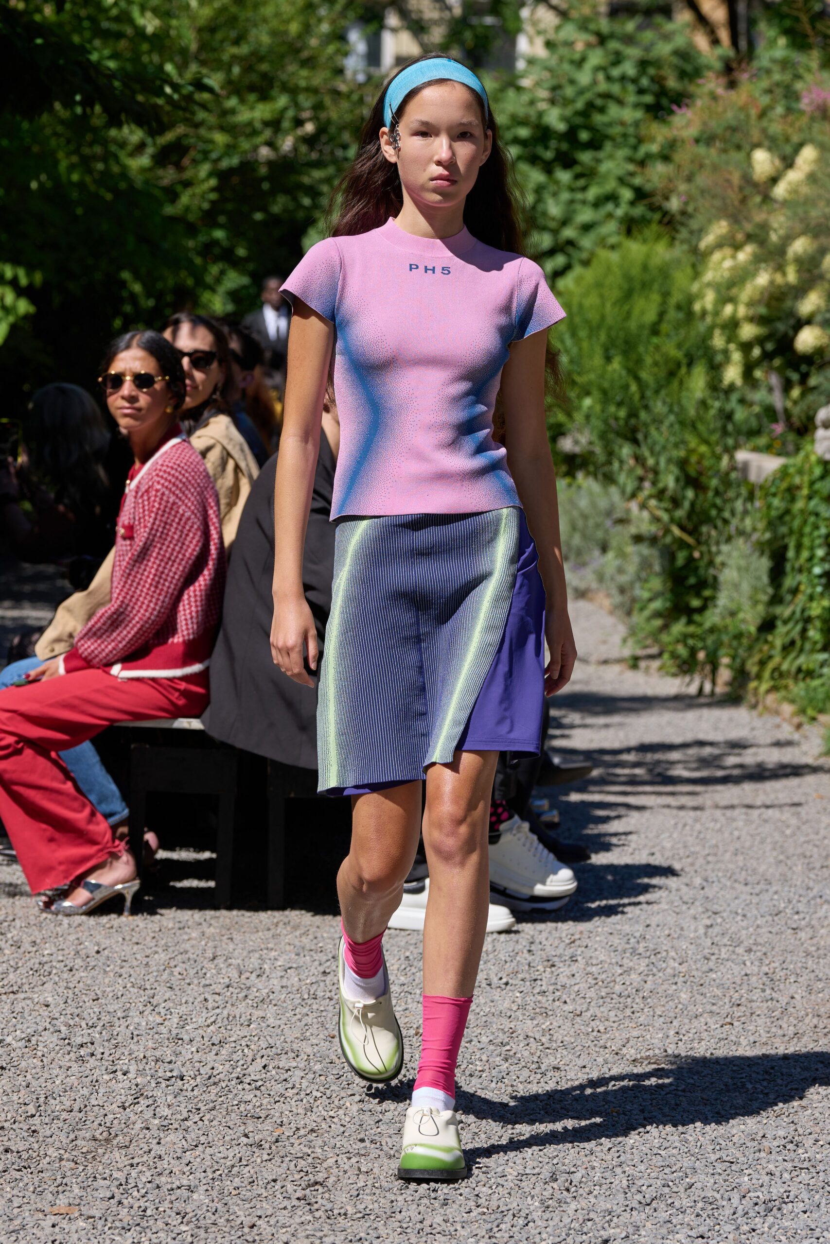 purple cotton asymmetric fitted pleated skirt