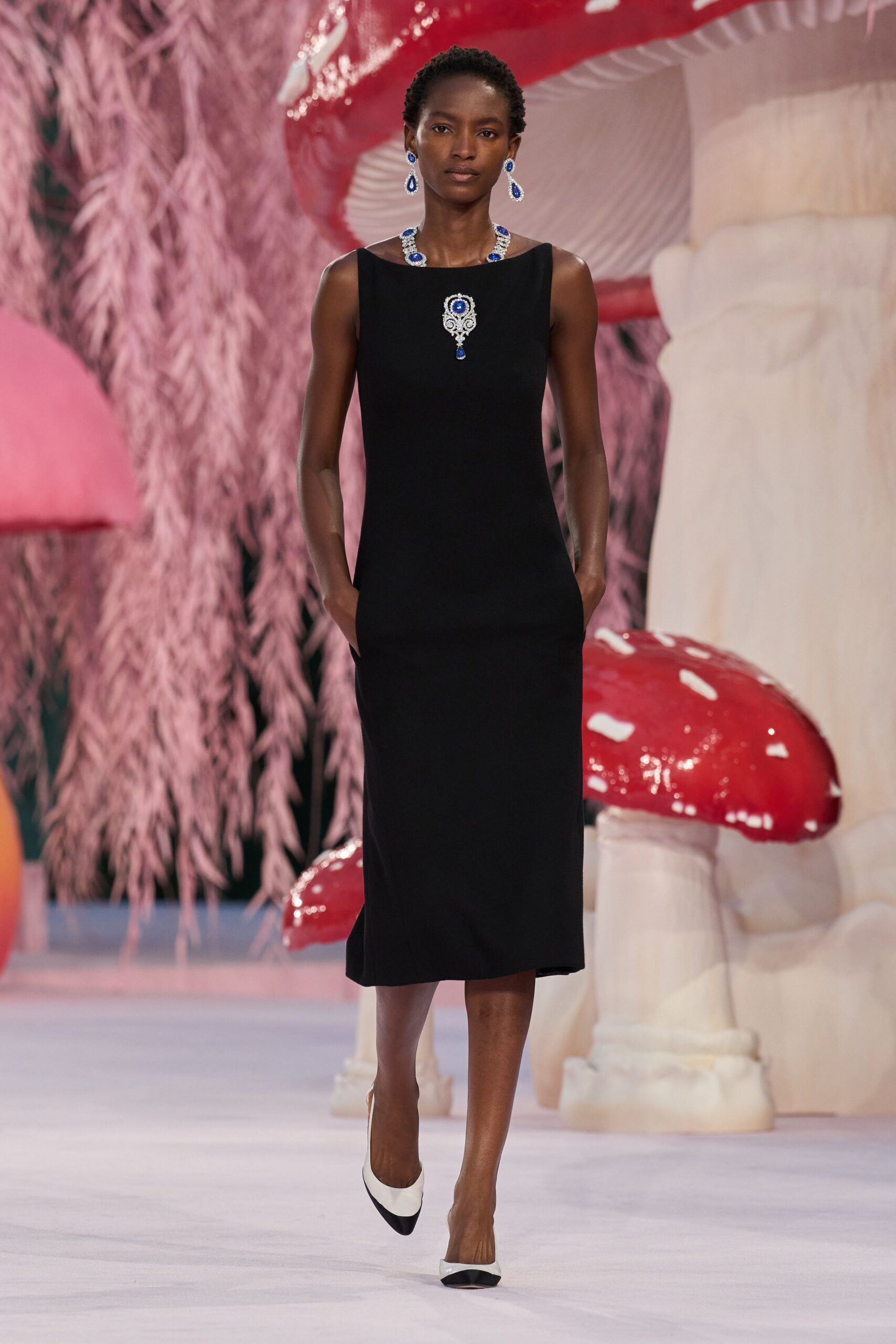 black fitted midi dress with embellishments