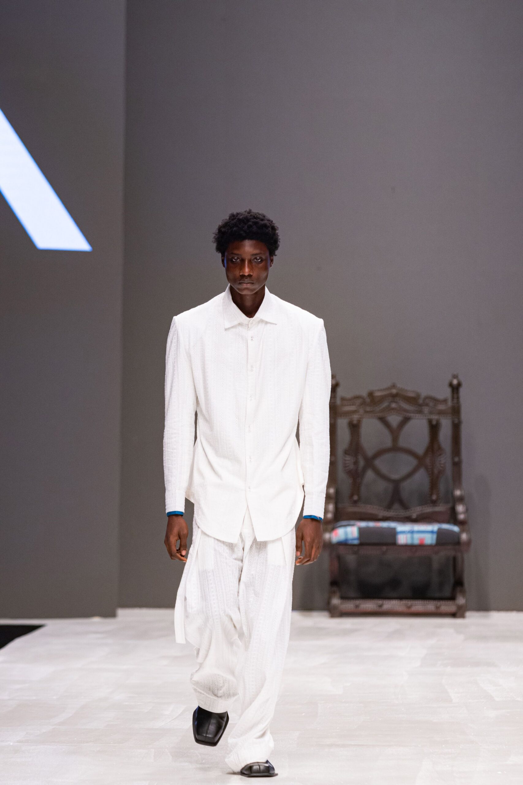 white relaxed shirt and pants
