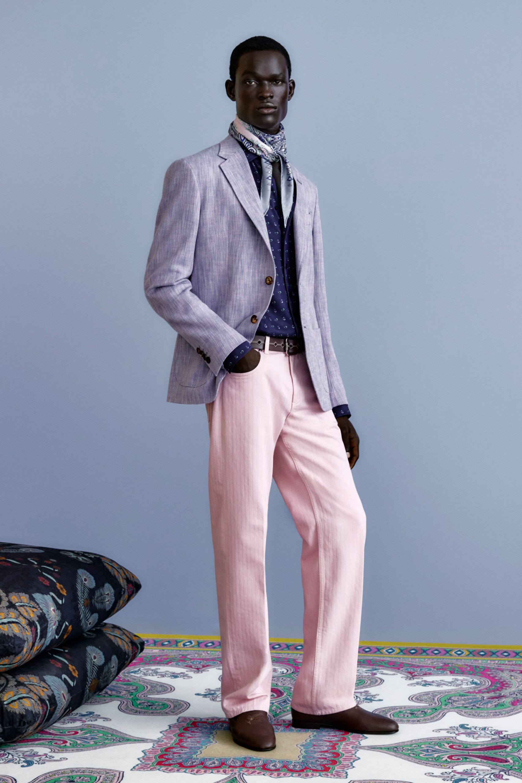 pink cotton relaxed straight-leg pants