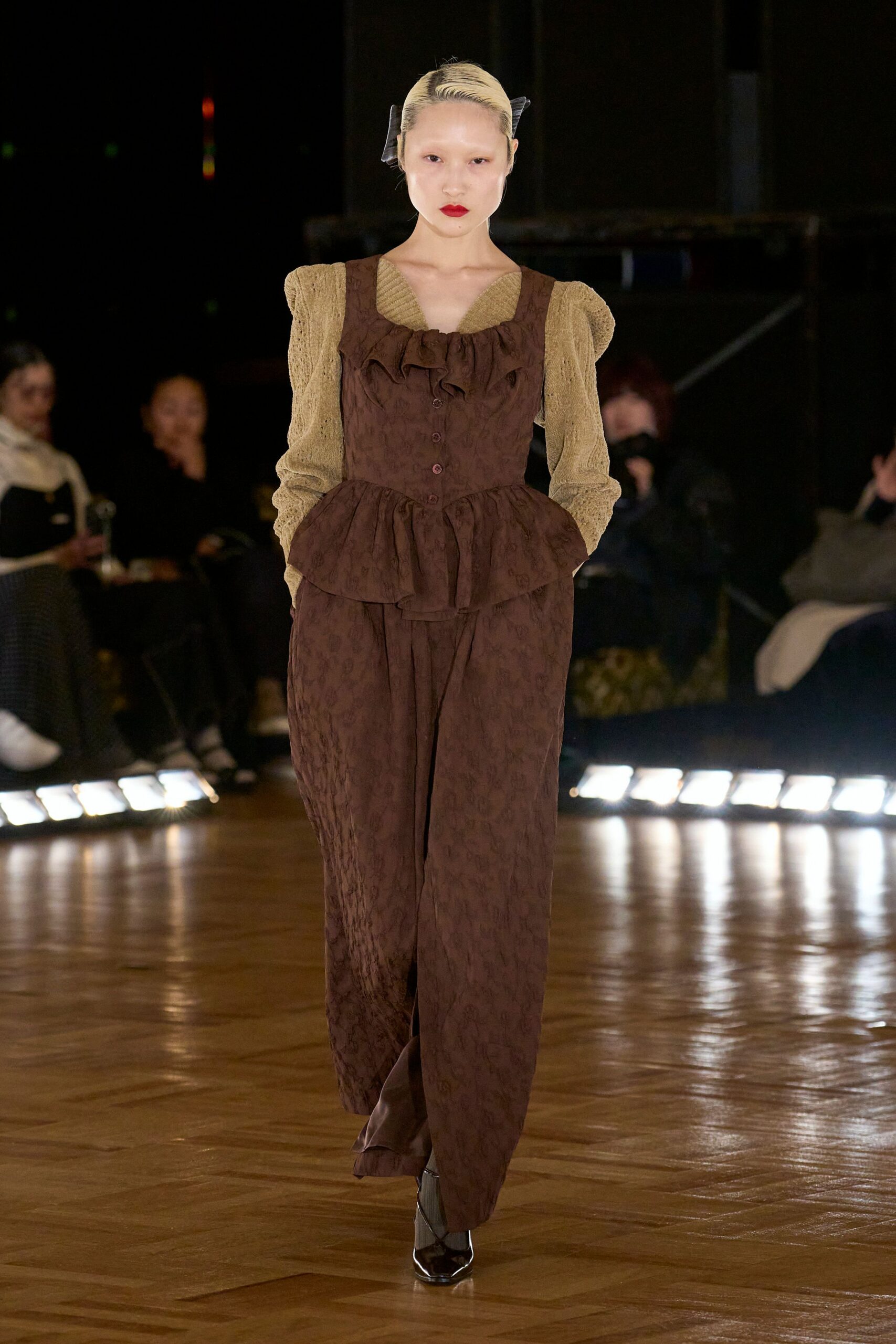 brown silk relaxed jumpsuit