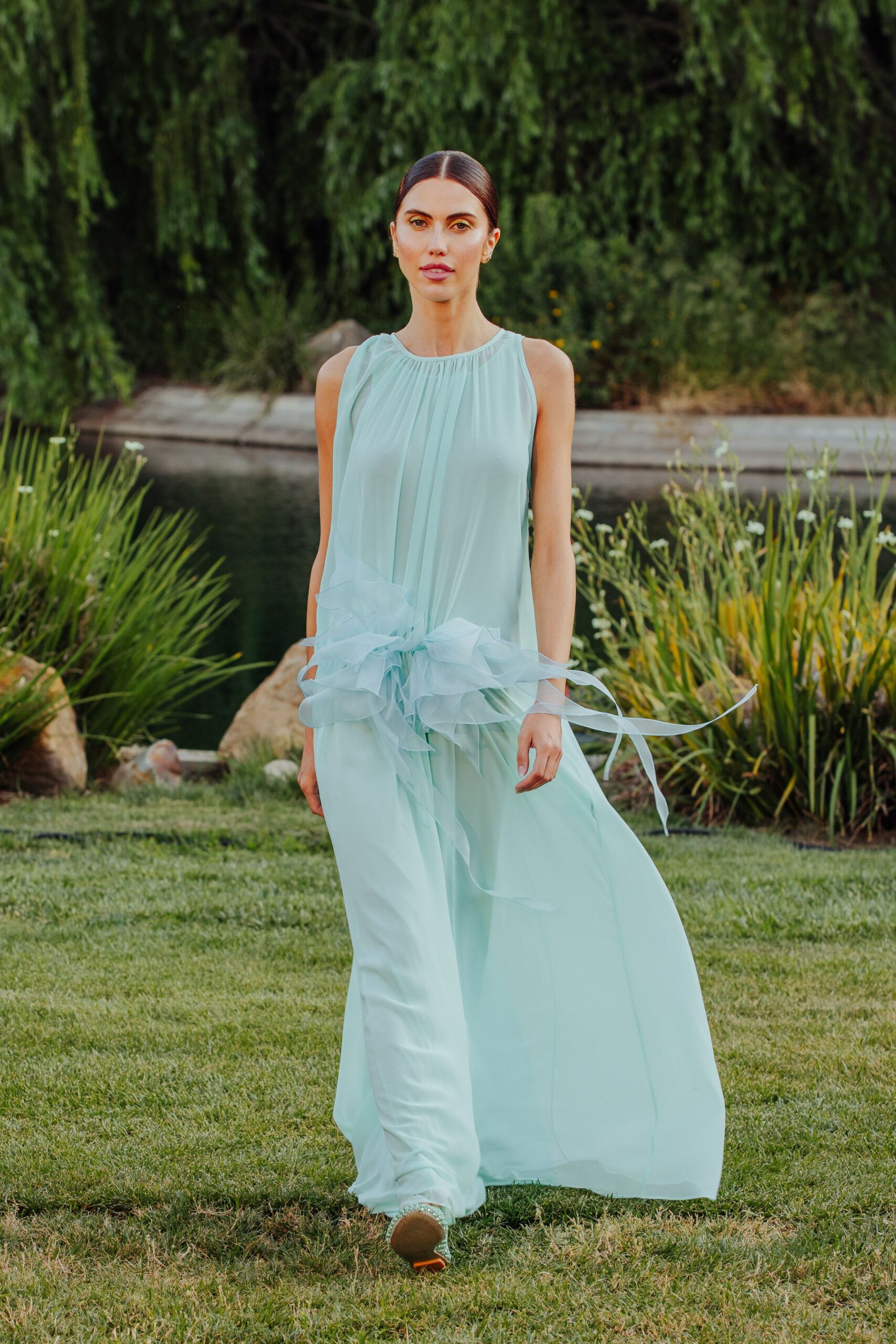 light blue flowing maxi dress