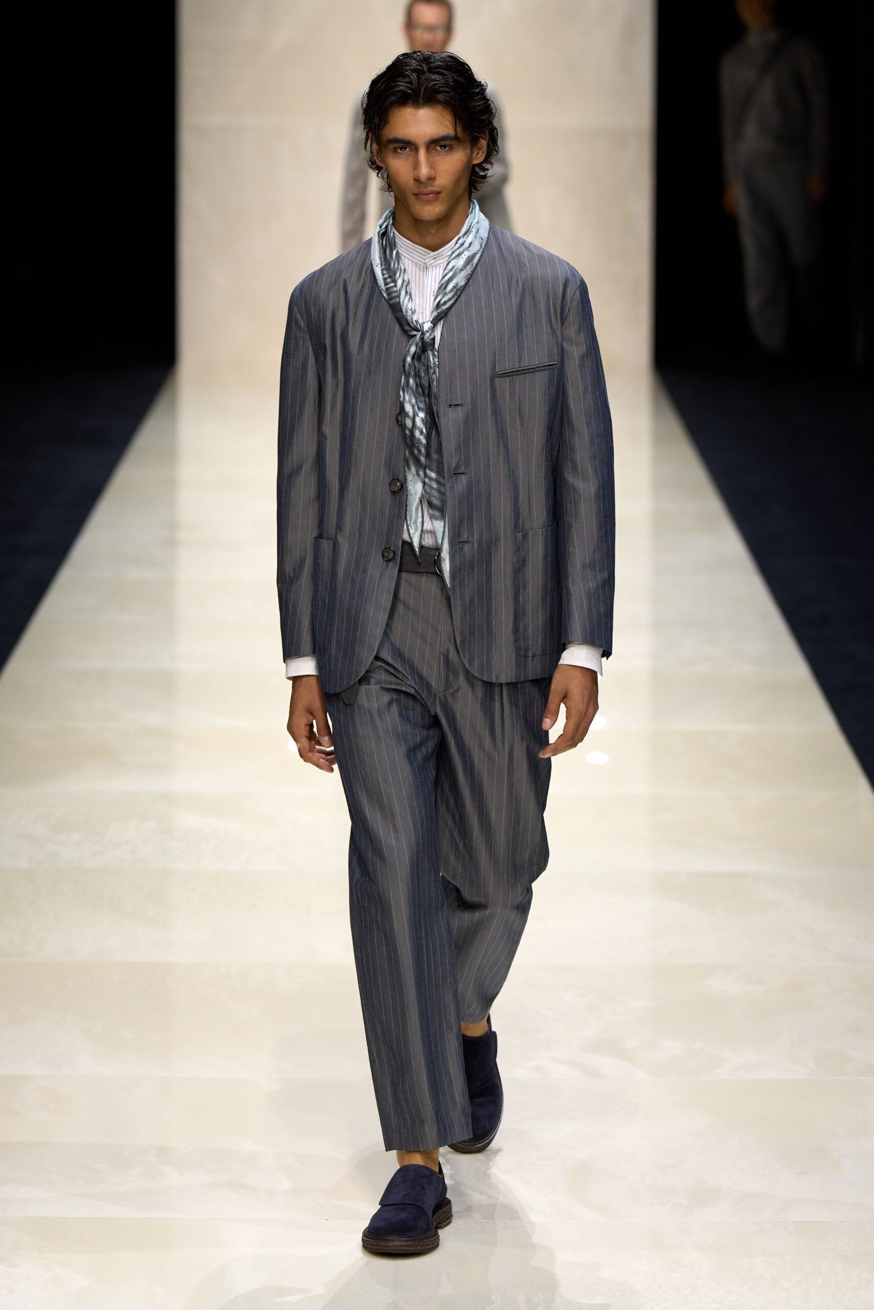 gray striped tailored suit