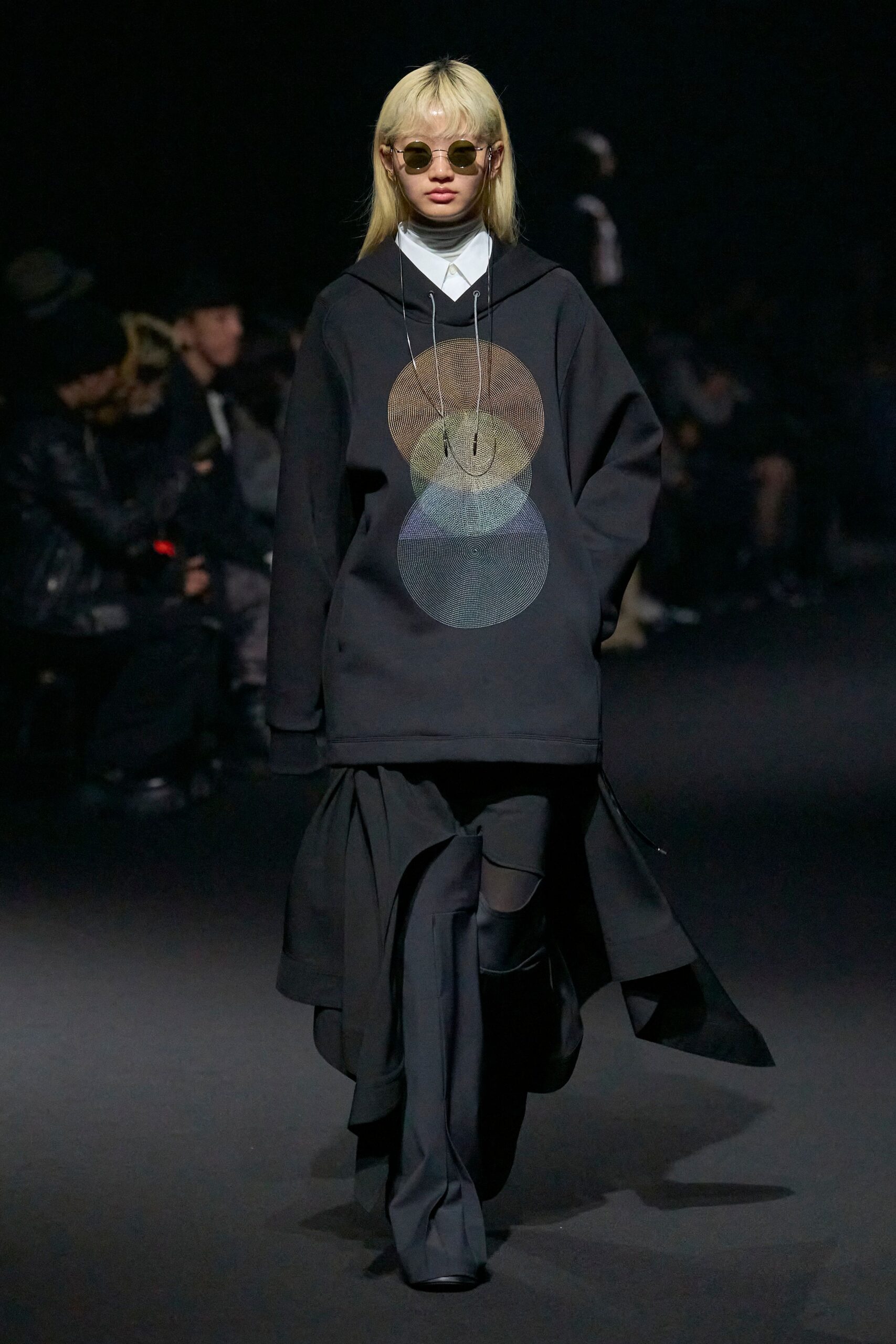 black oversized hoodie with wide-leg pants