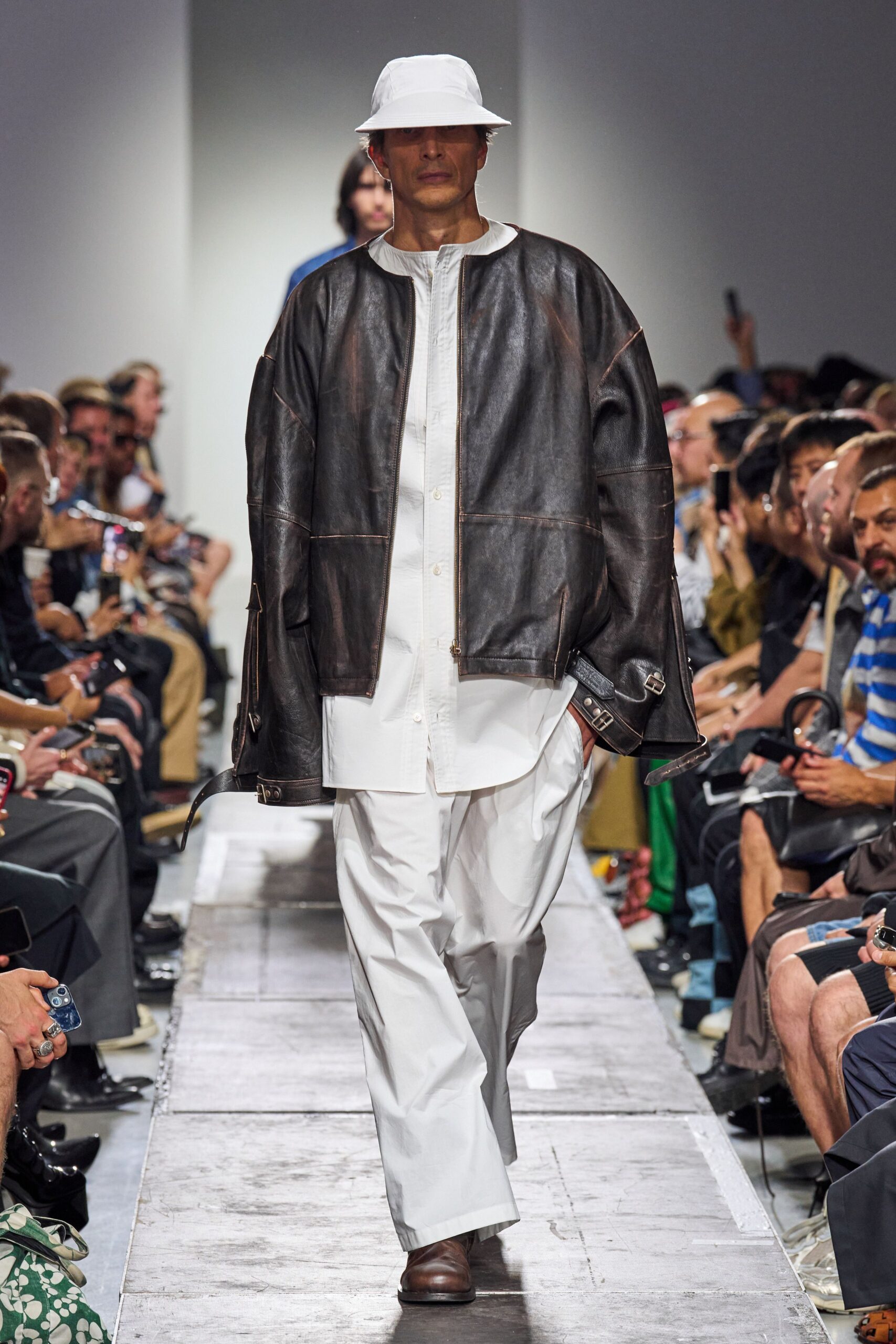 brown leather oversized jacket