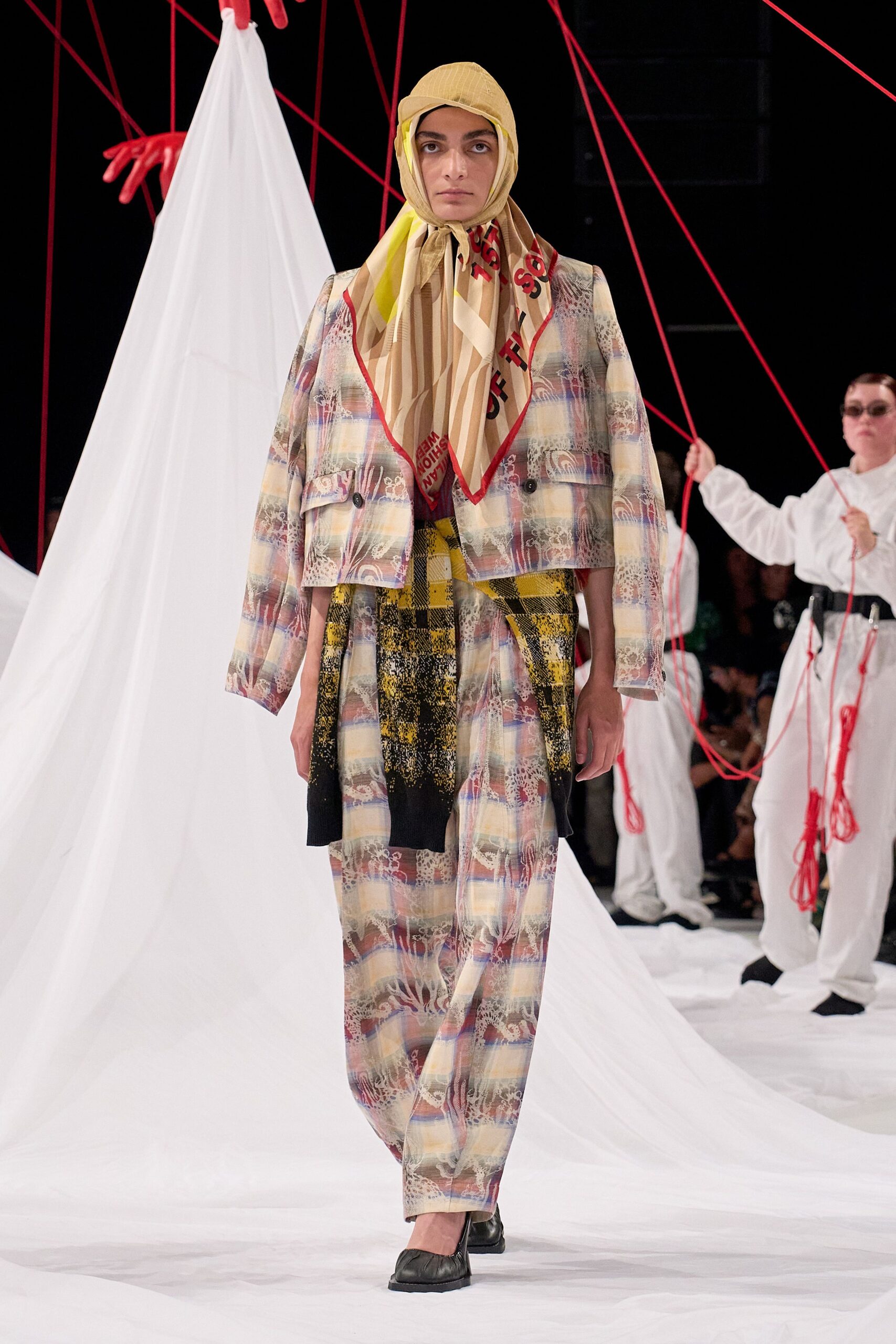 multi-colored jacket and pants