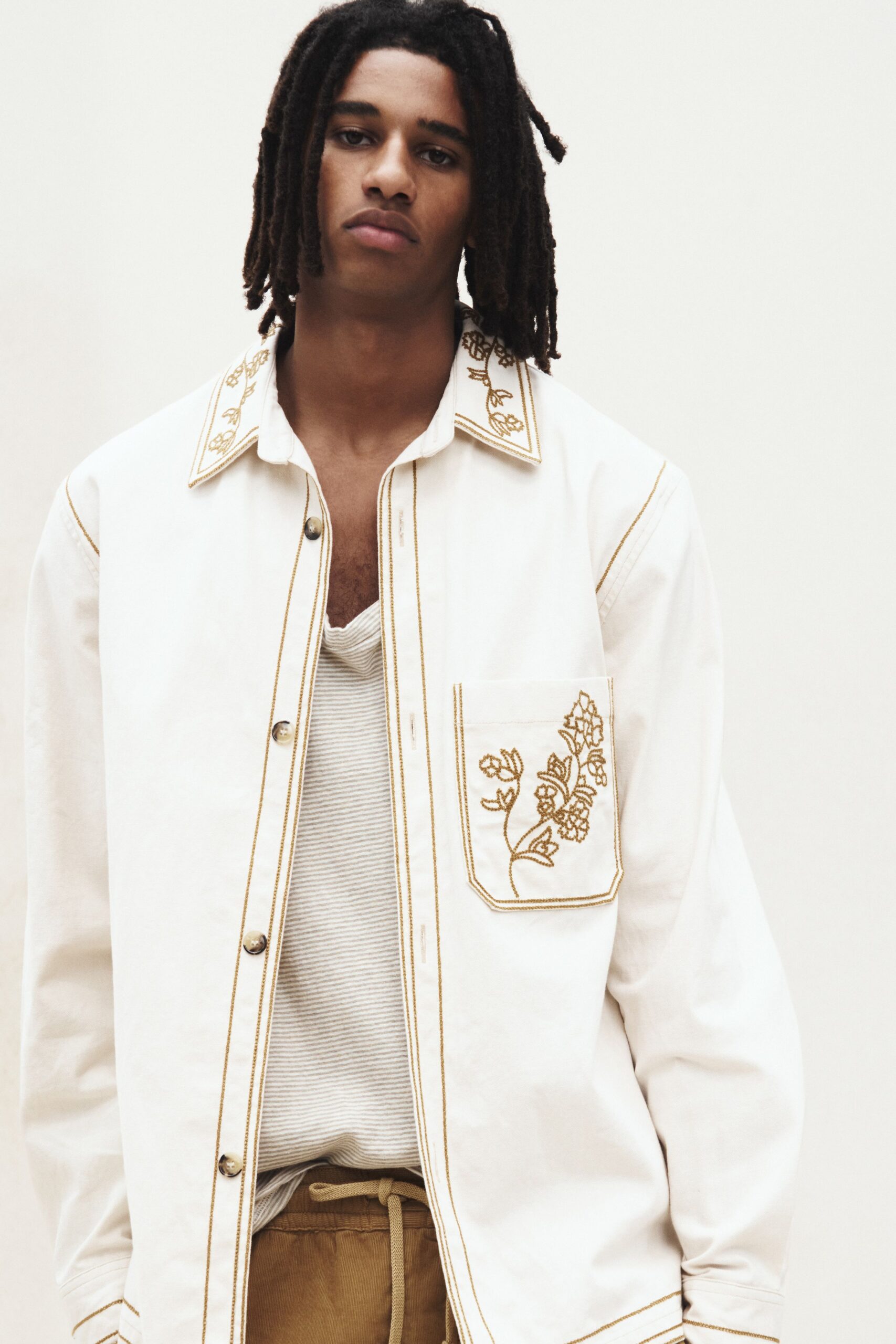 white relaxed shirt with embroidery