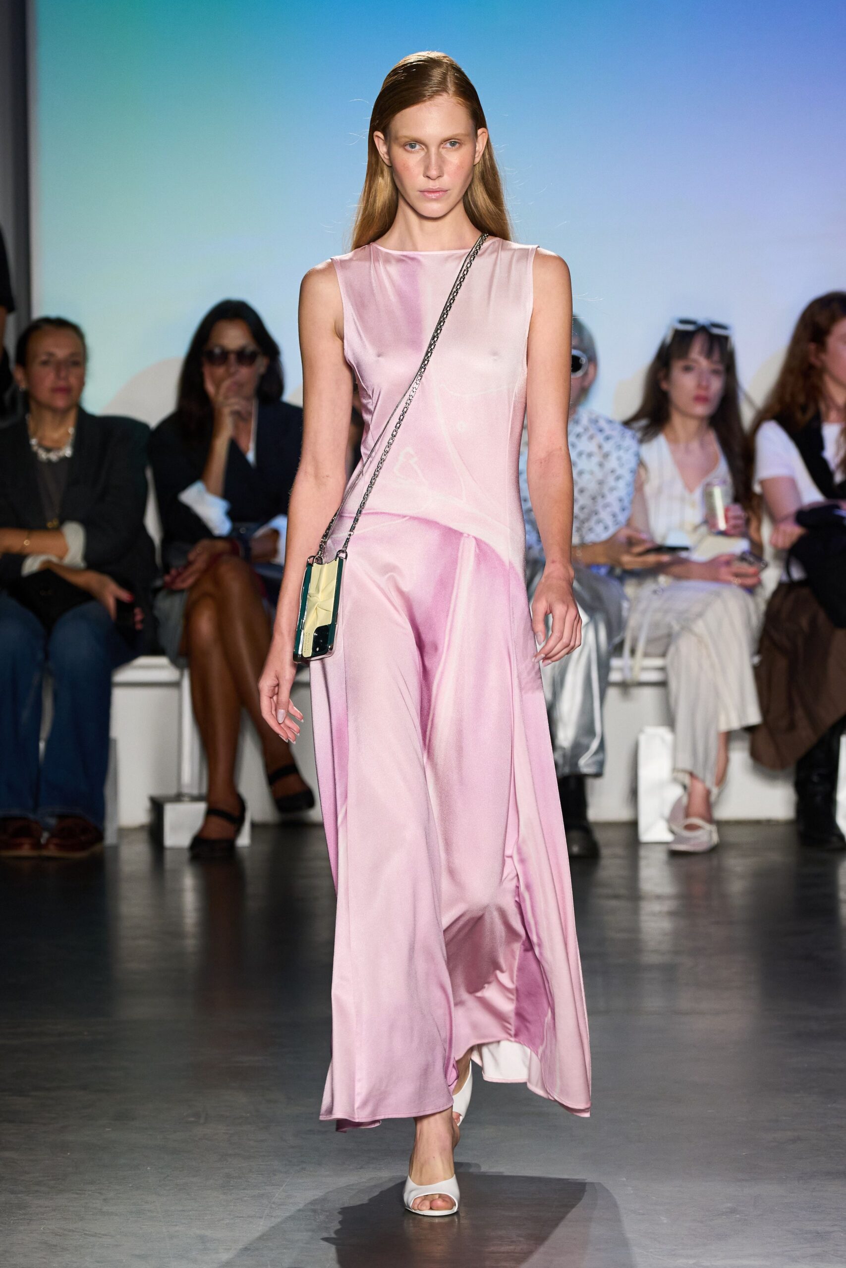 pink silk sleeveless maxi dress