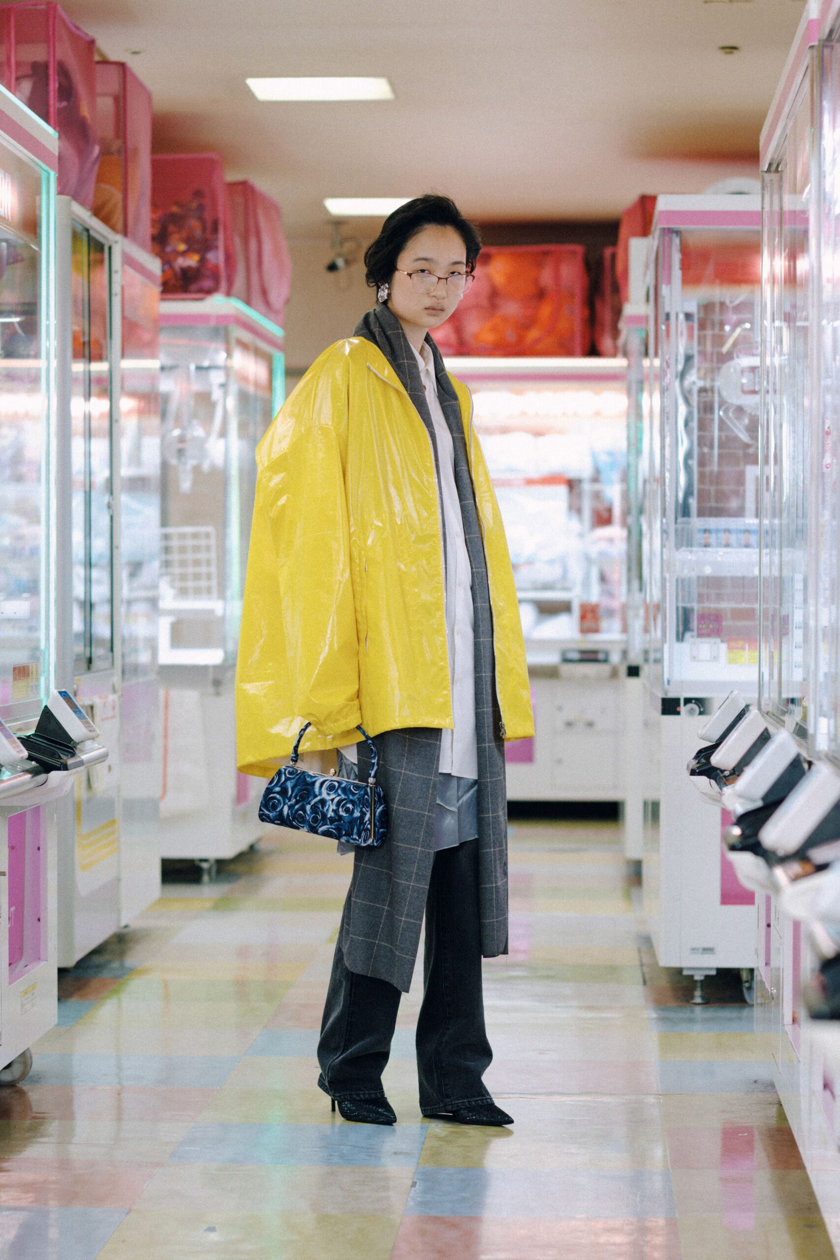 yellow vinyl oversized coat