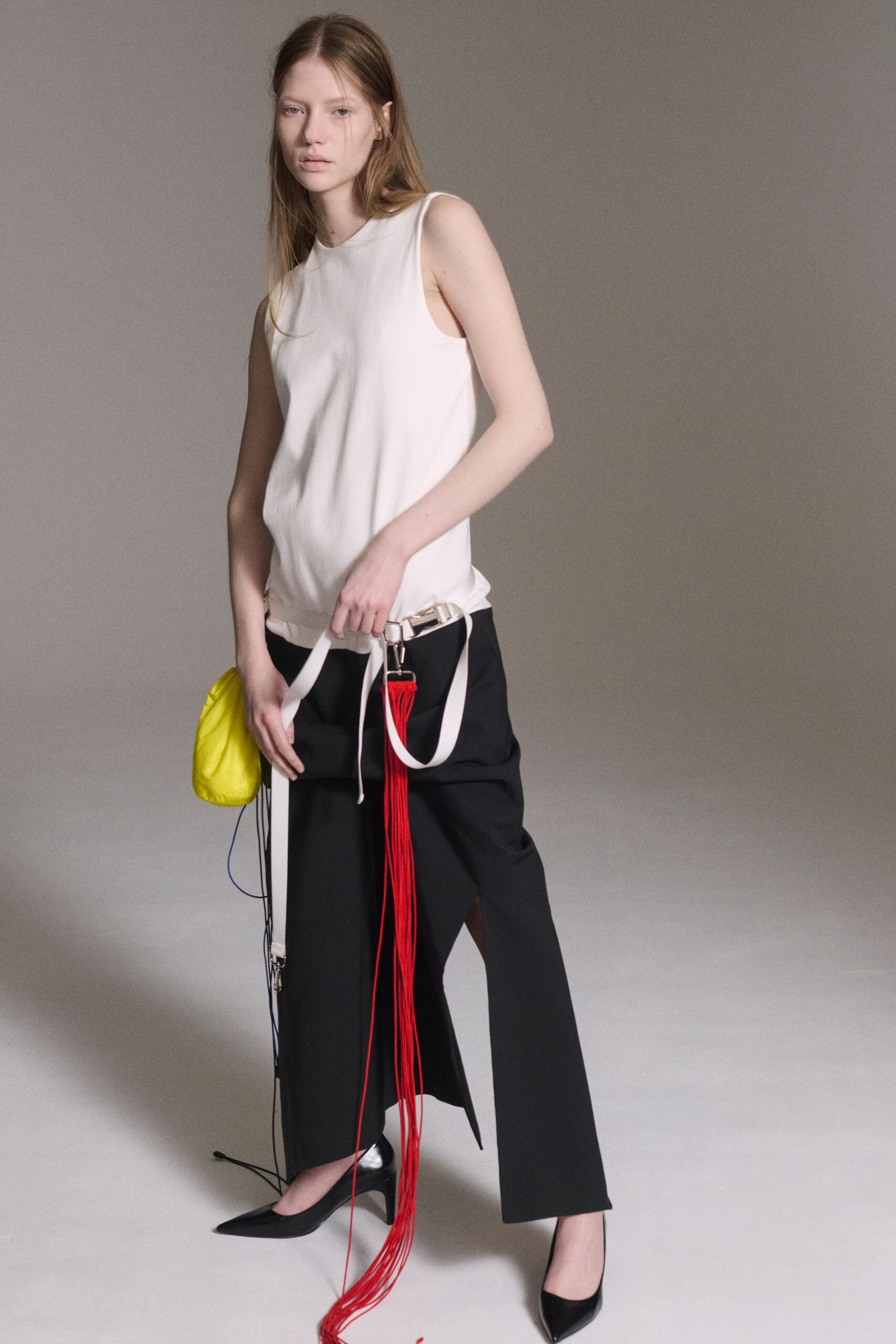 black cotton relaxed high-waisted straight-leg pants