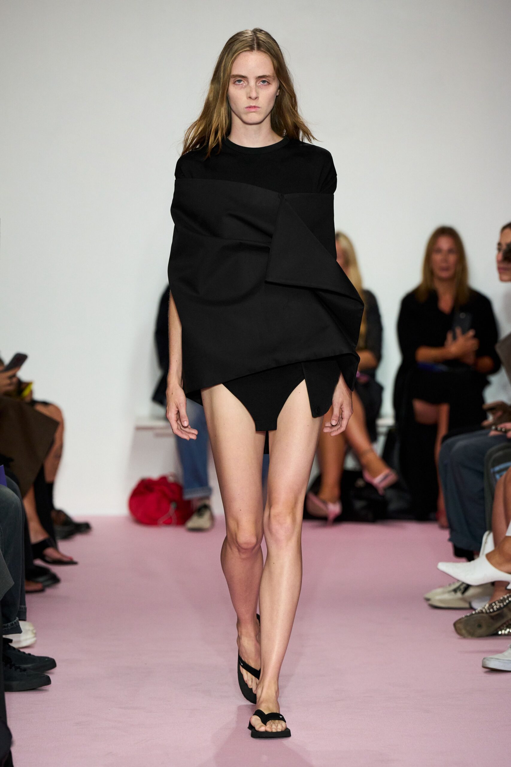 black cotton sleeveless asymmetric relaxed top