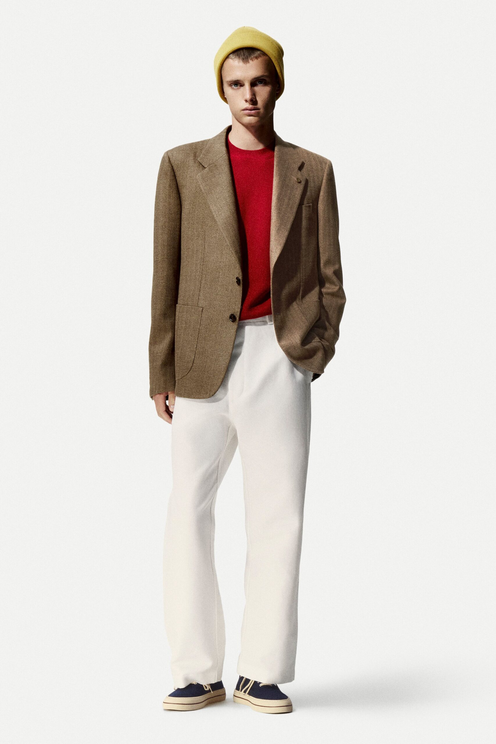 brown wool long-sleeve collared tailored buttoned blazer