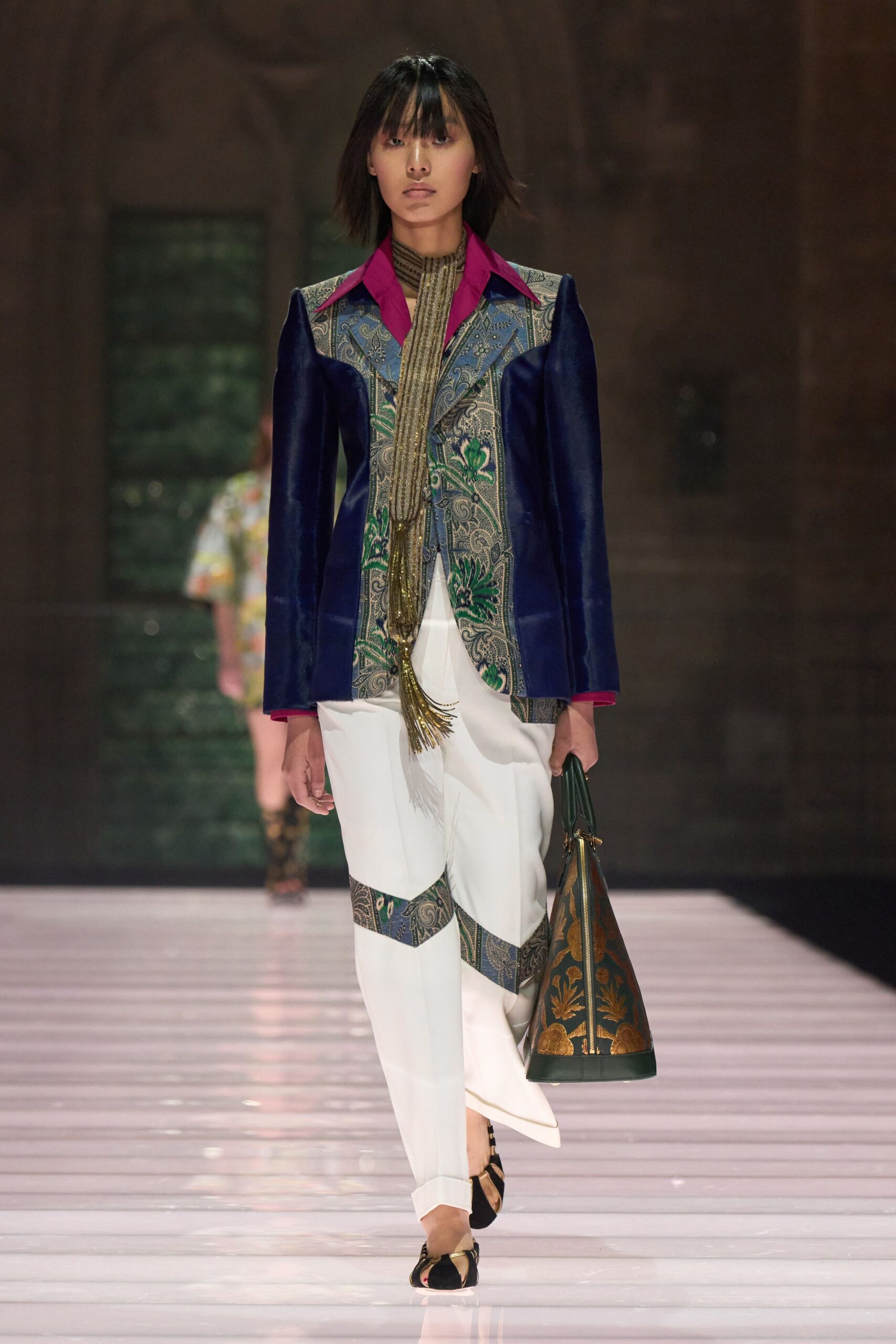 blue velvet embroidered jacket