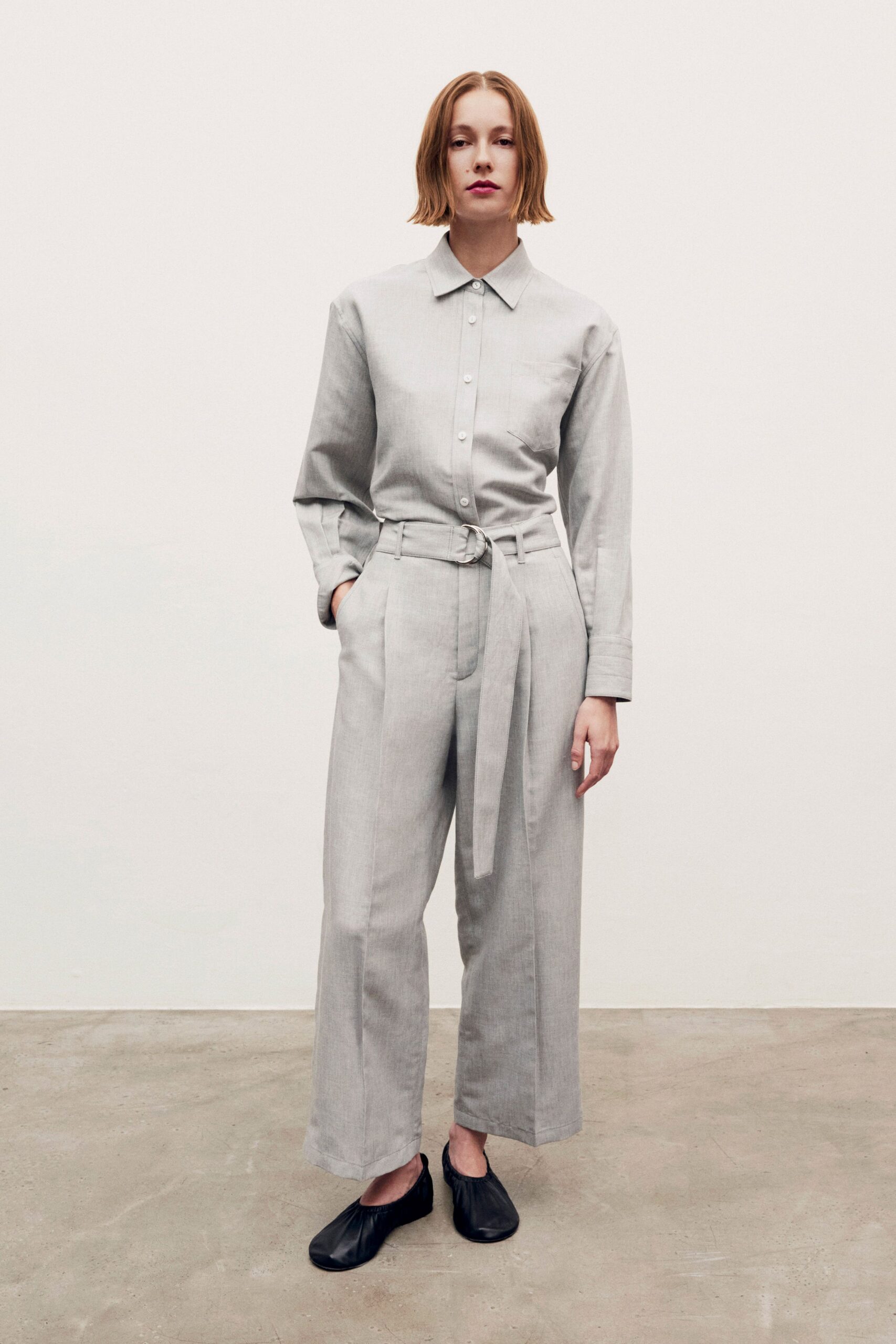 gray relaxed shirt and pants