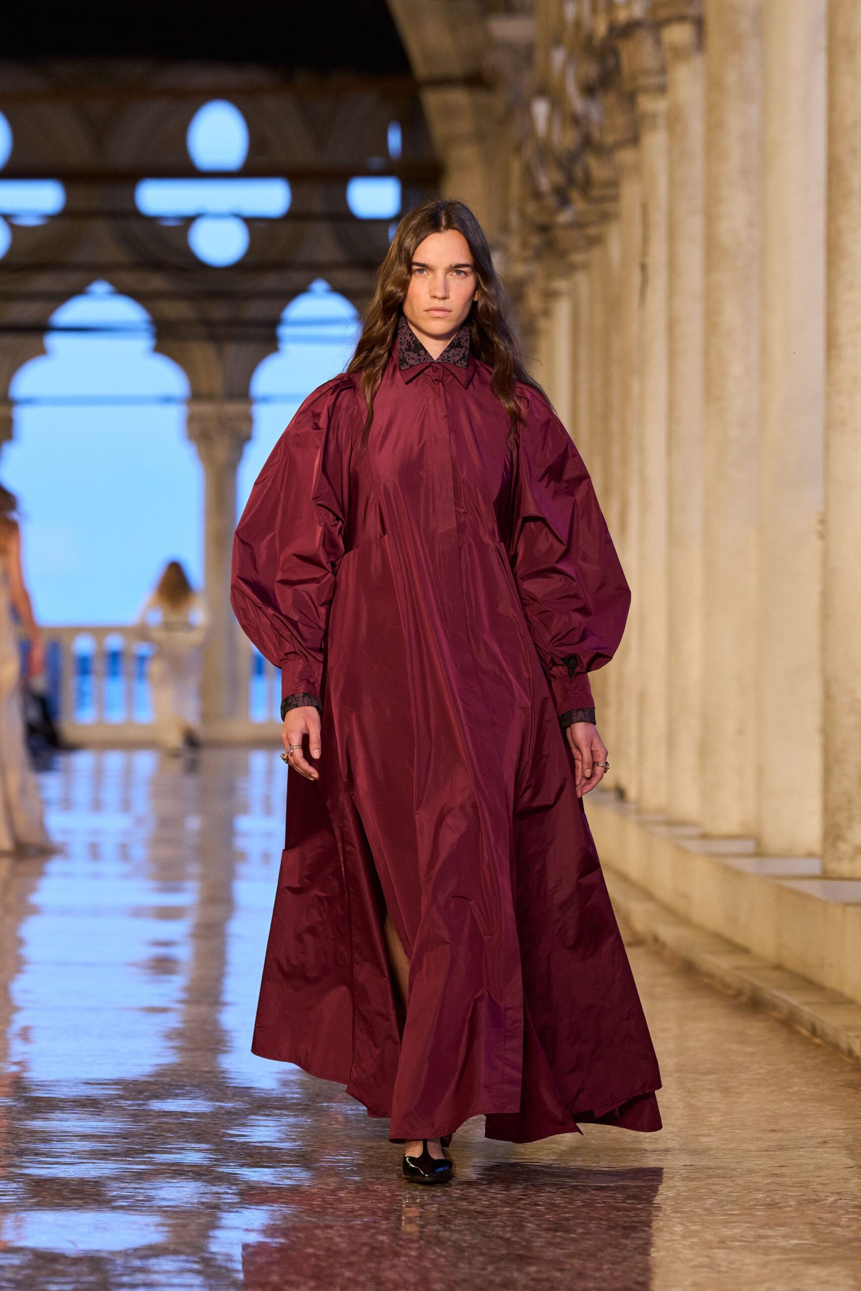 maroon silk relaxed gown