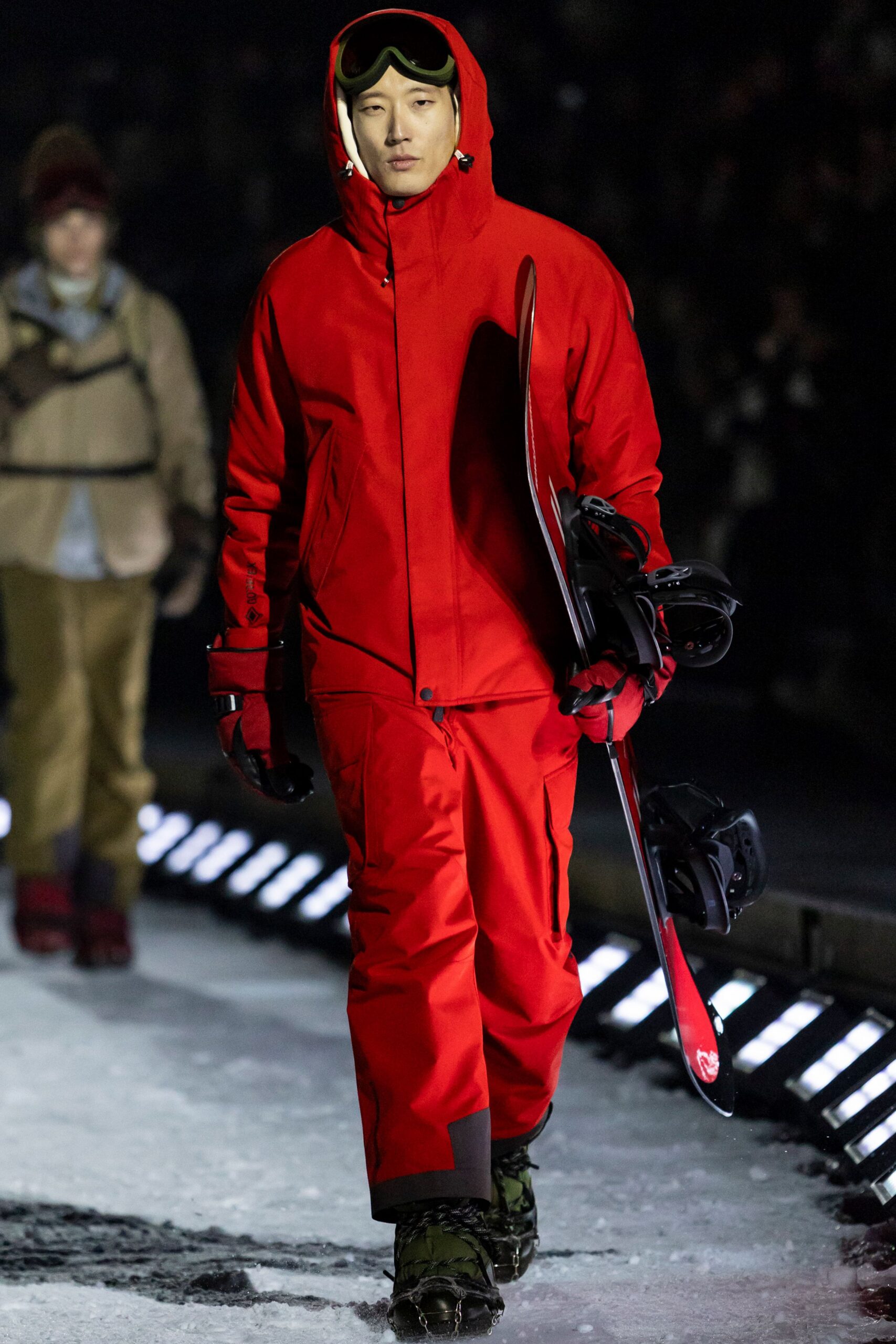 red jacket and pants outfit
