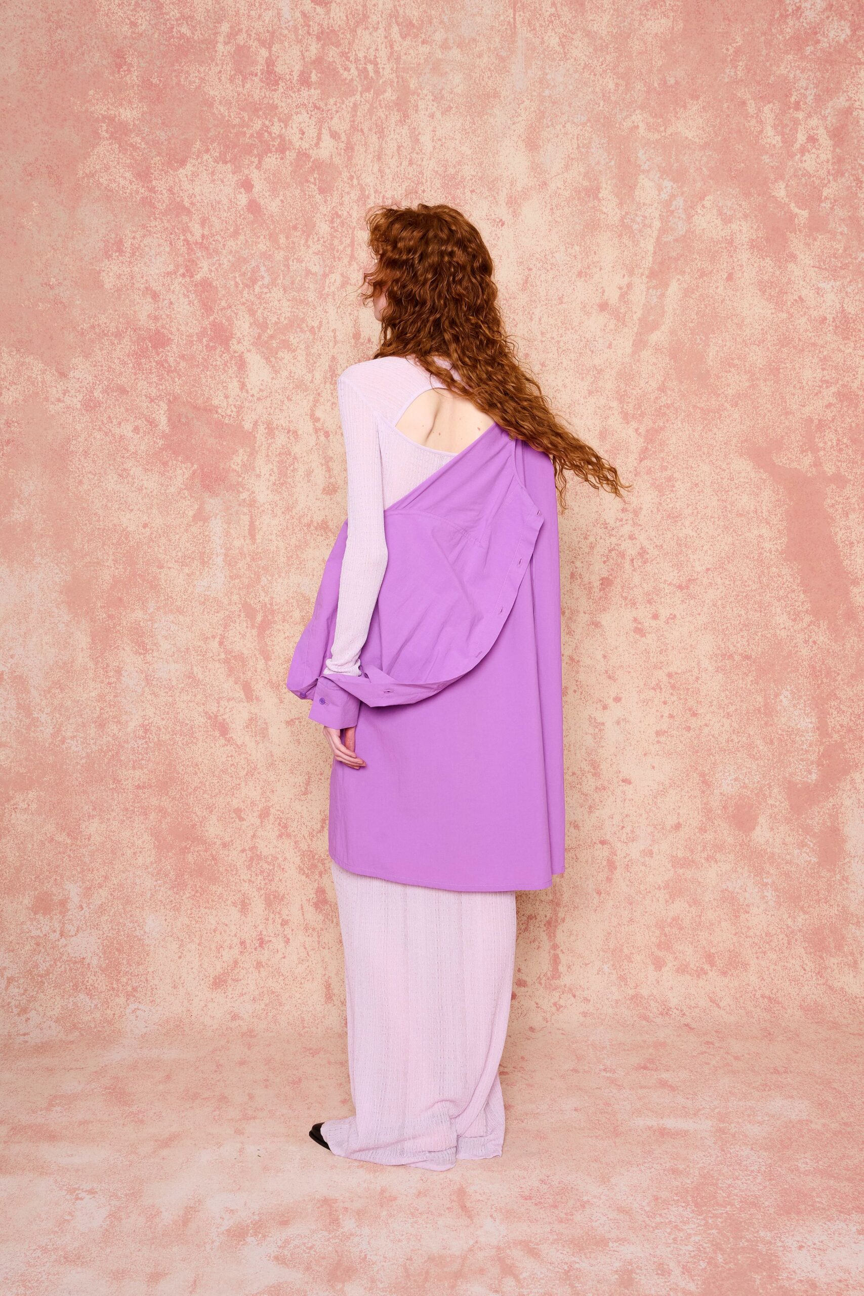 purple cotton oversized draped jacket