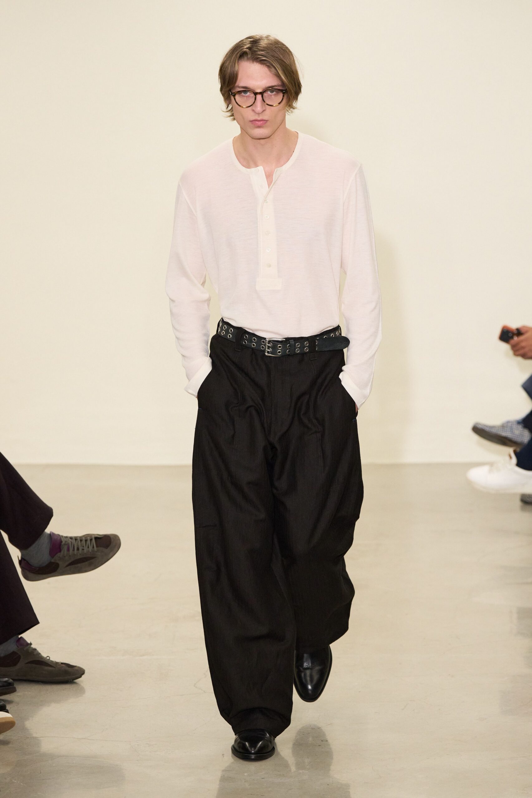 white relaxed shirt black pants