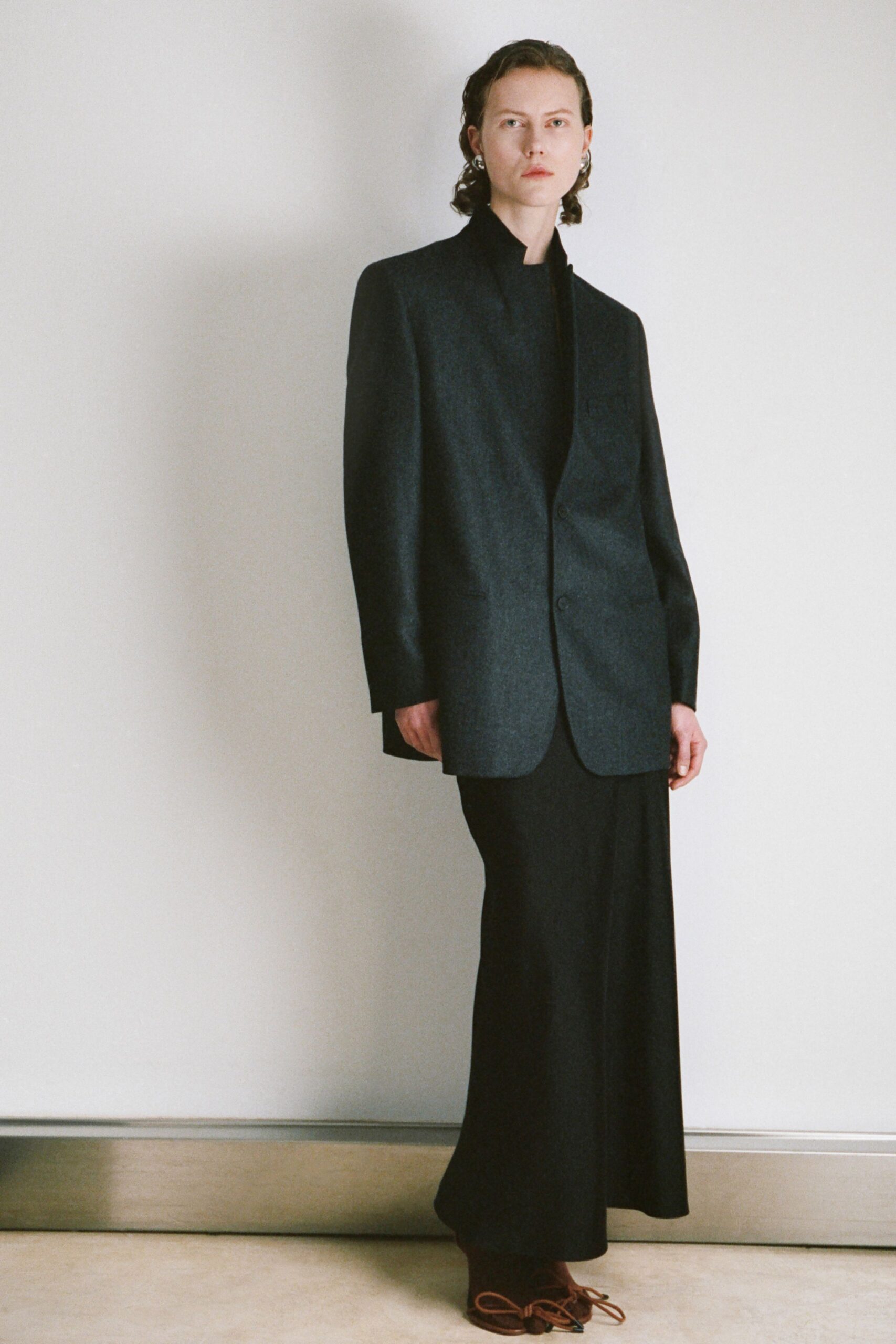 black wool blazer and dress
