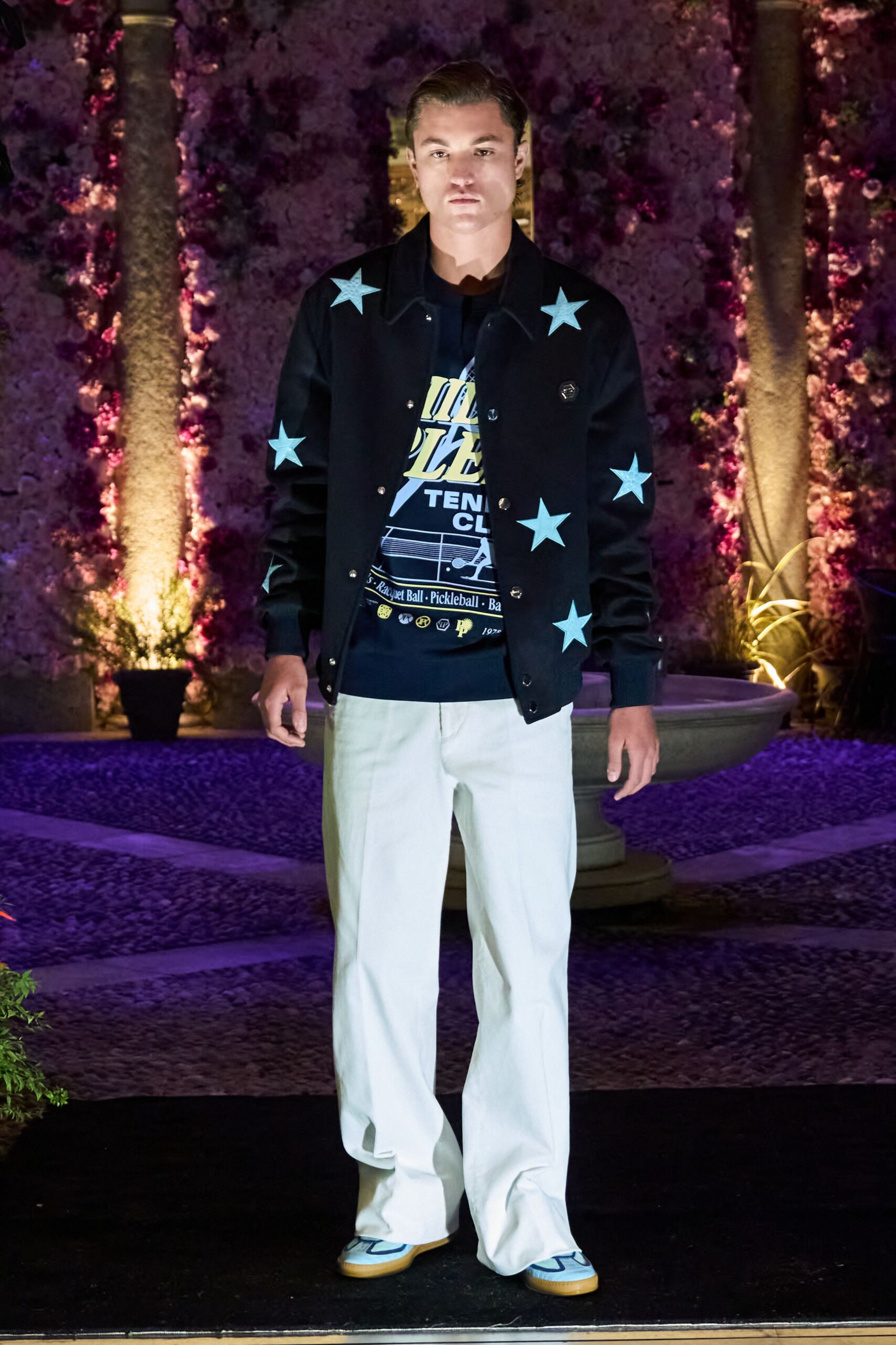 black jacket with stars