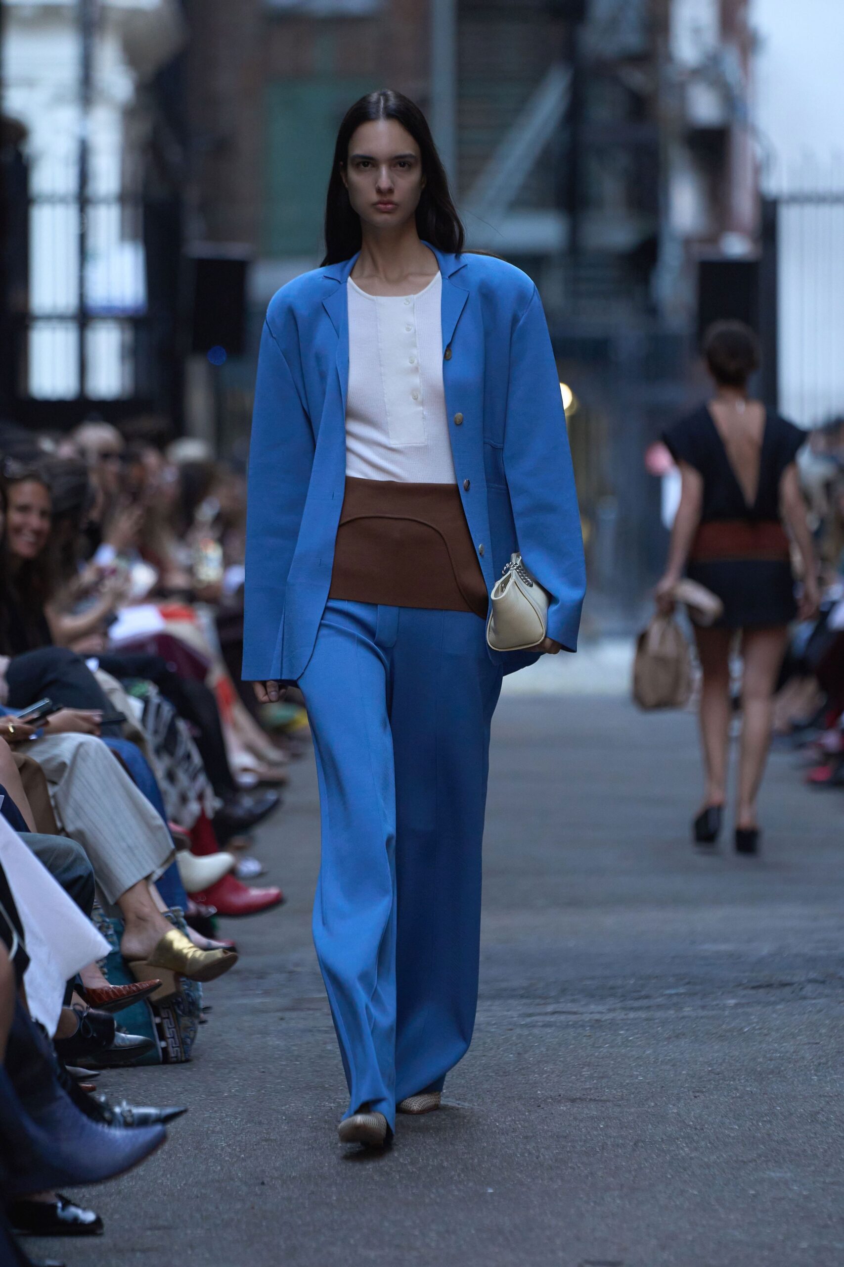 blue tailored blazer and pants