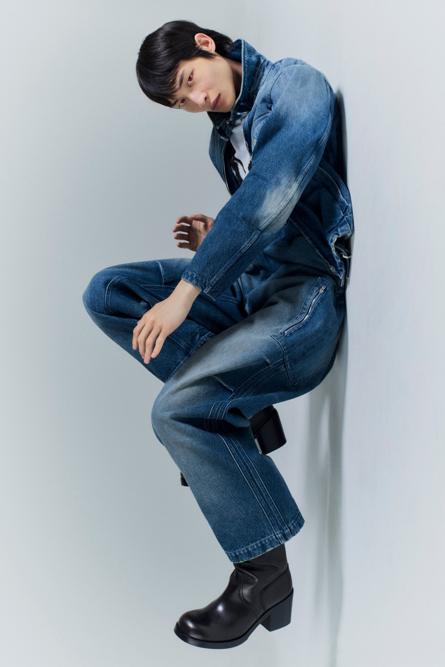 blue denim jacket and pants