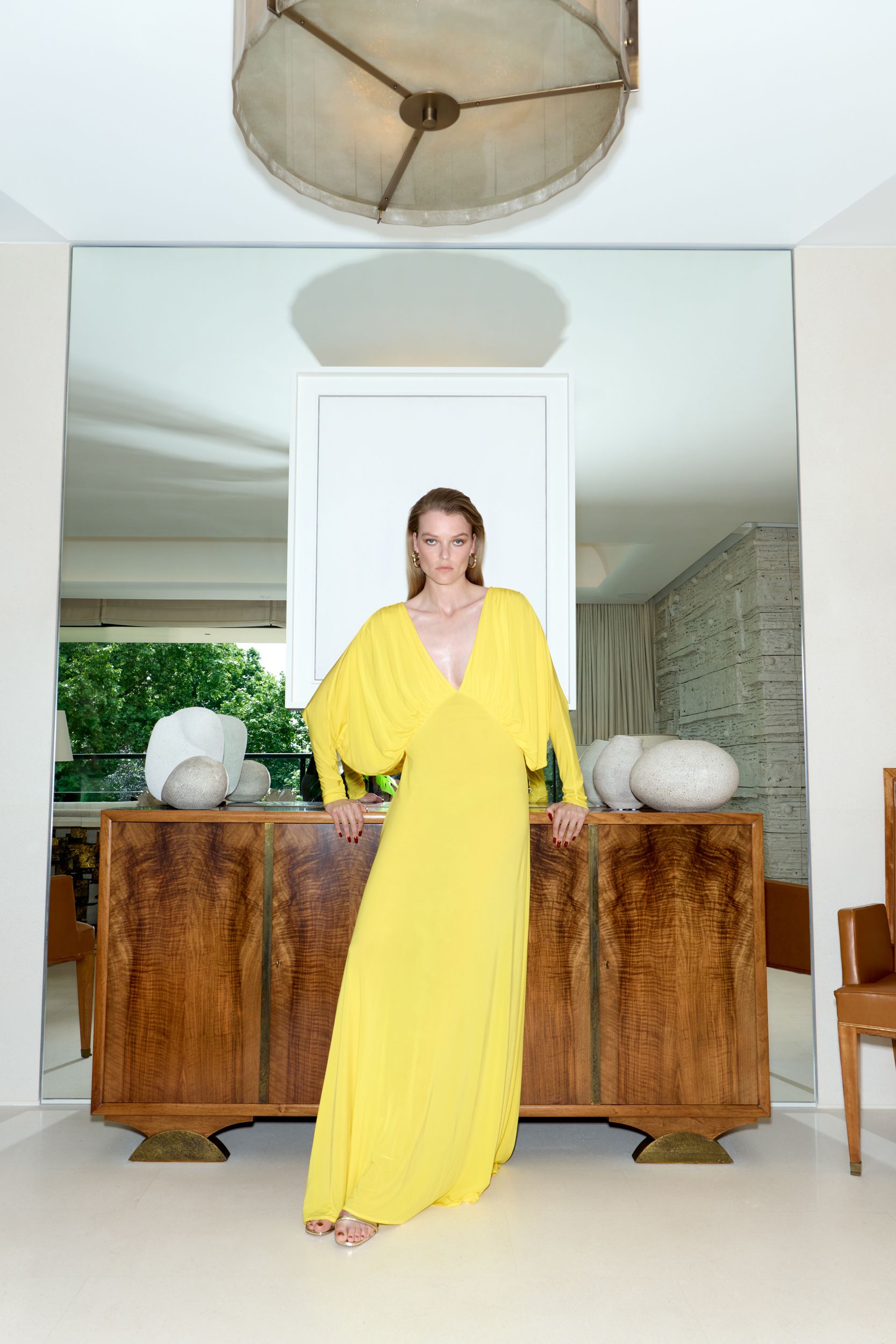 yellow silk relaxed gown