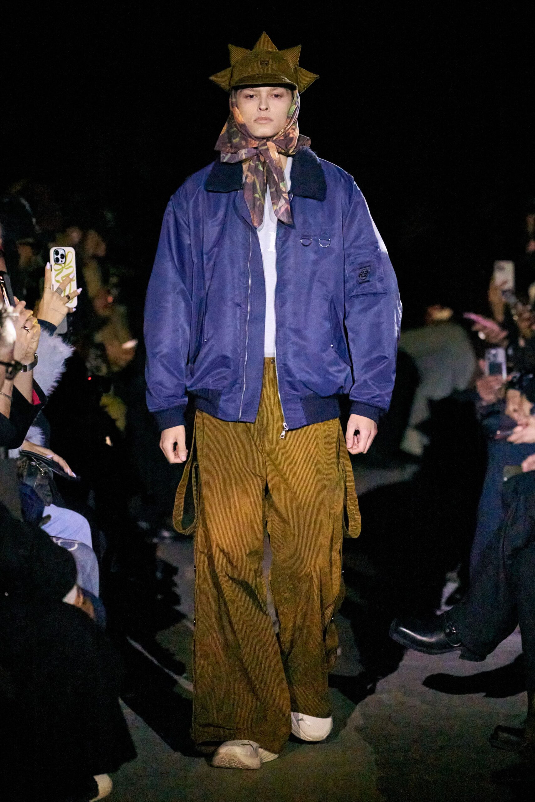 blue relaxed jacket with wide-leg pants