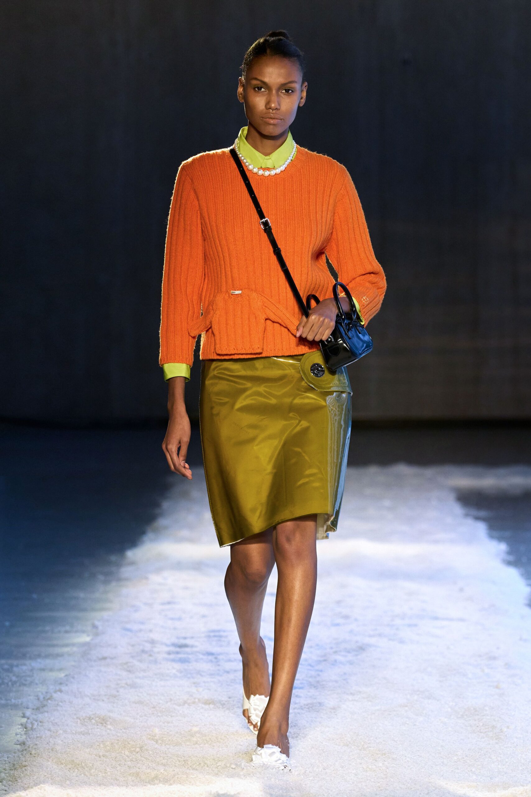 green vinyl fitted pencil skirt