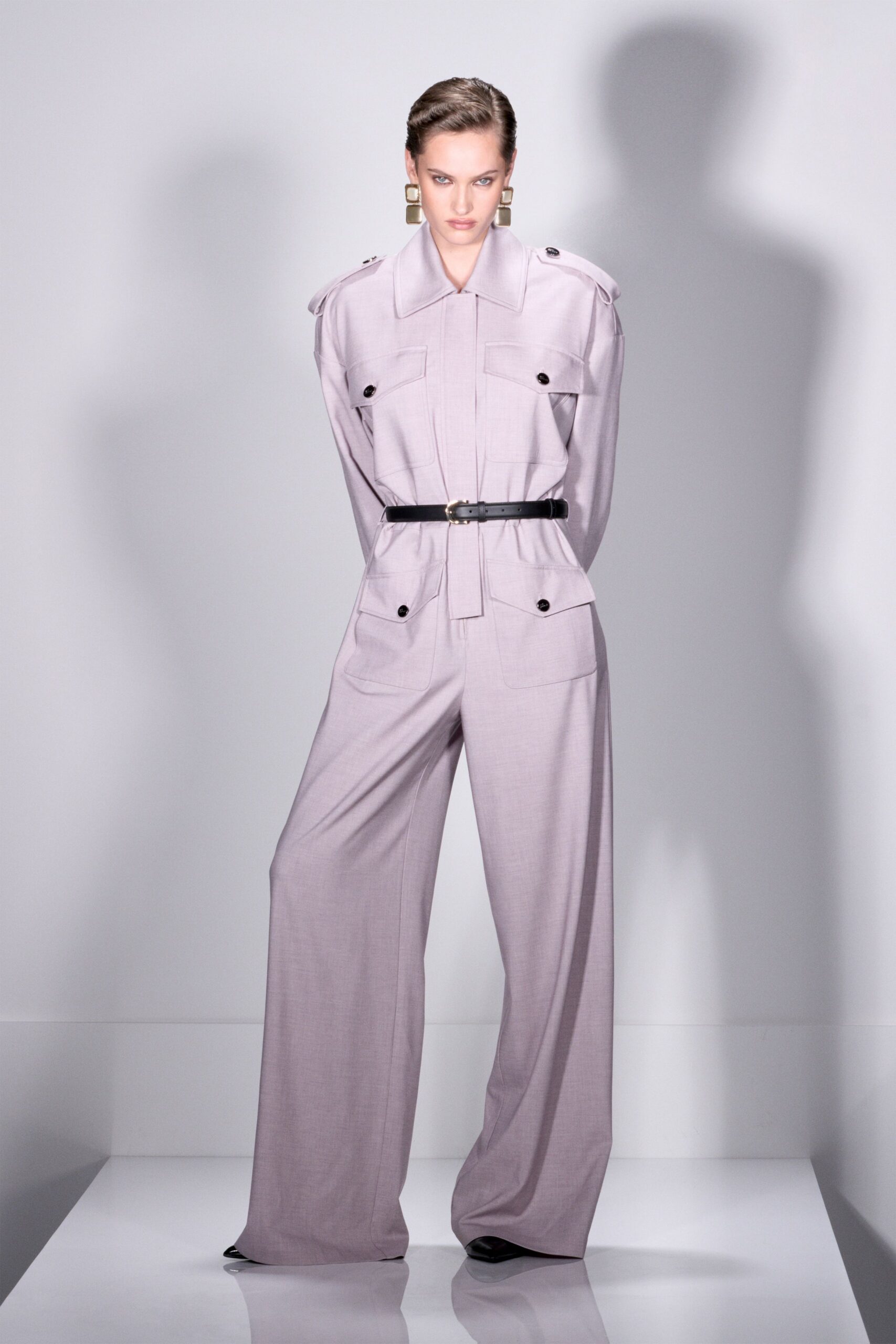 lavender relaxed jumpsuit with belt