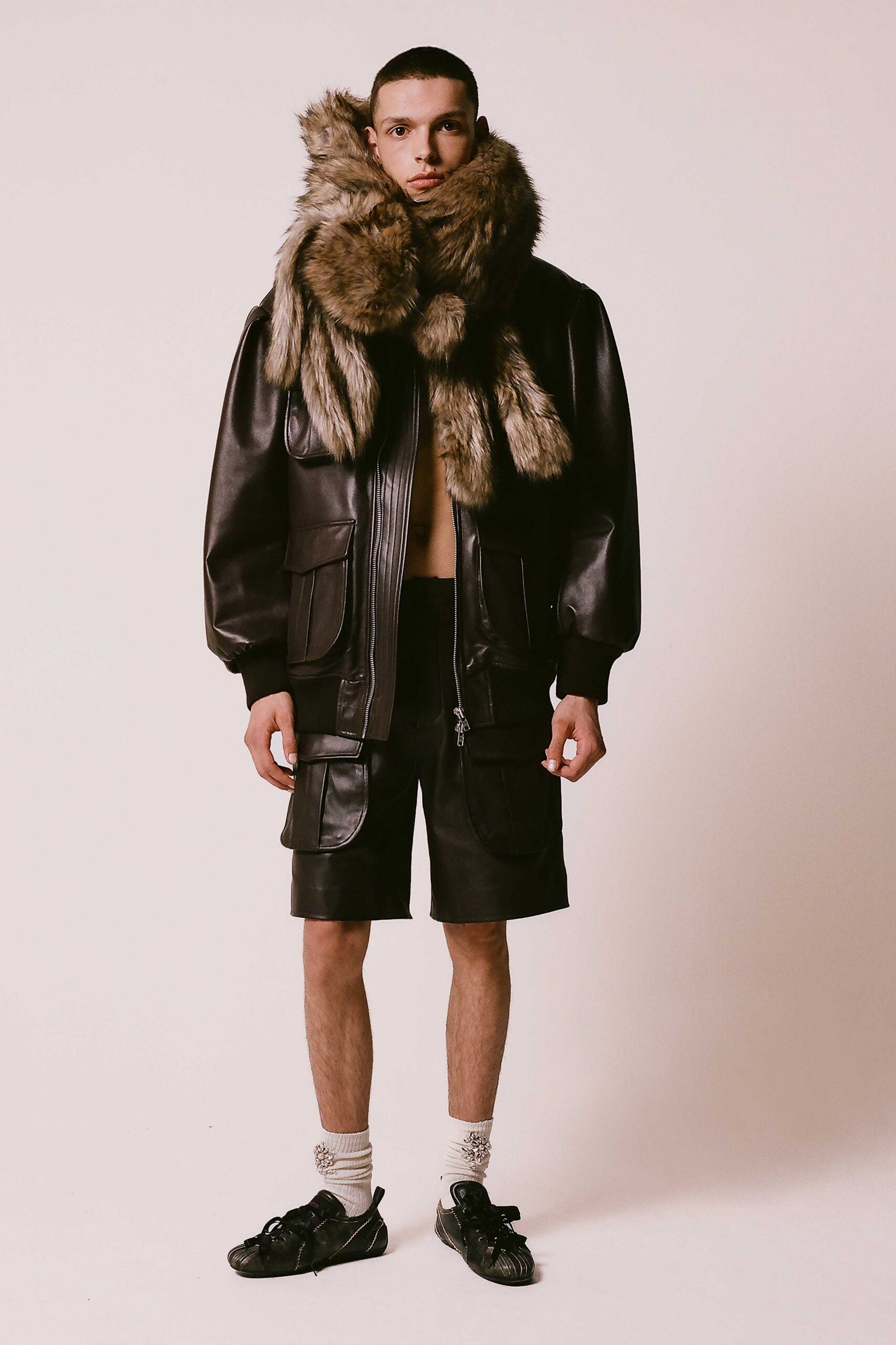 brown fur scarf