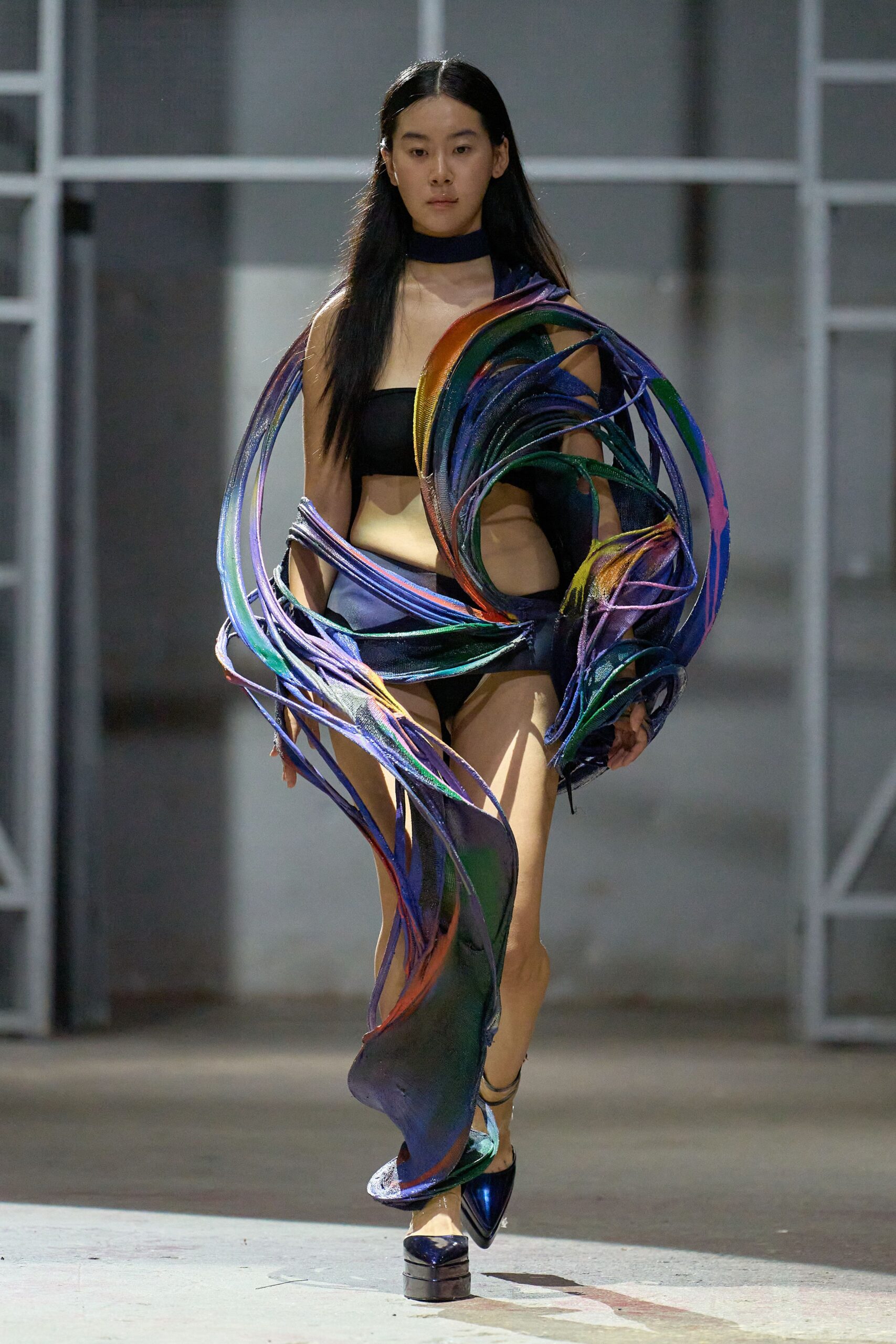 multi silk relaxed draped flowing cape