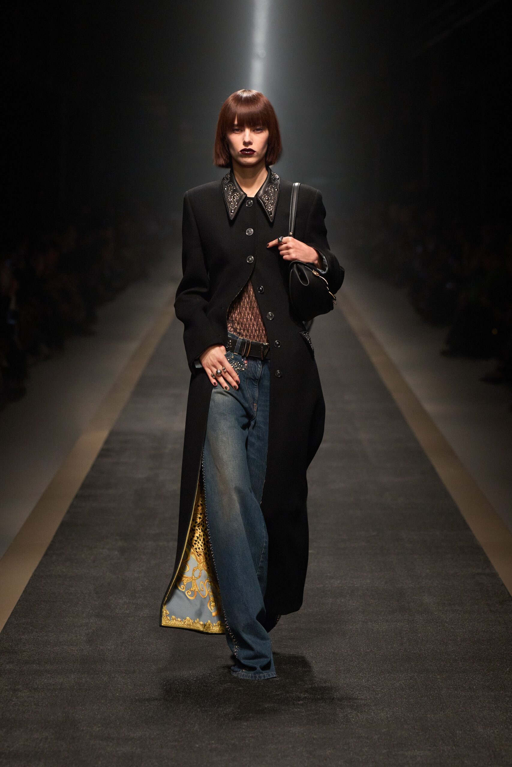black wool coat with jeans