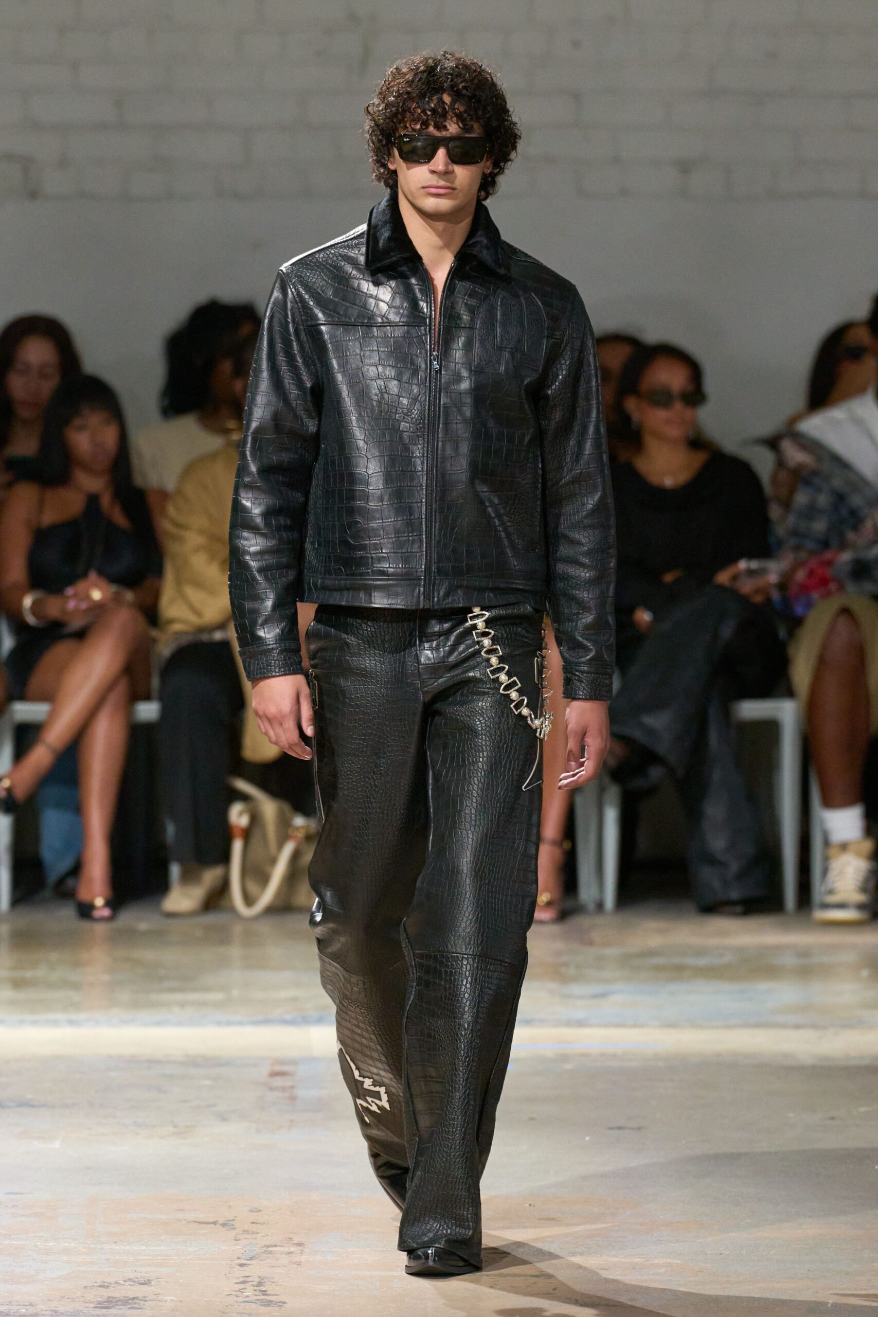 black leather jacket and pants