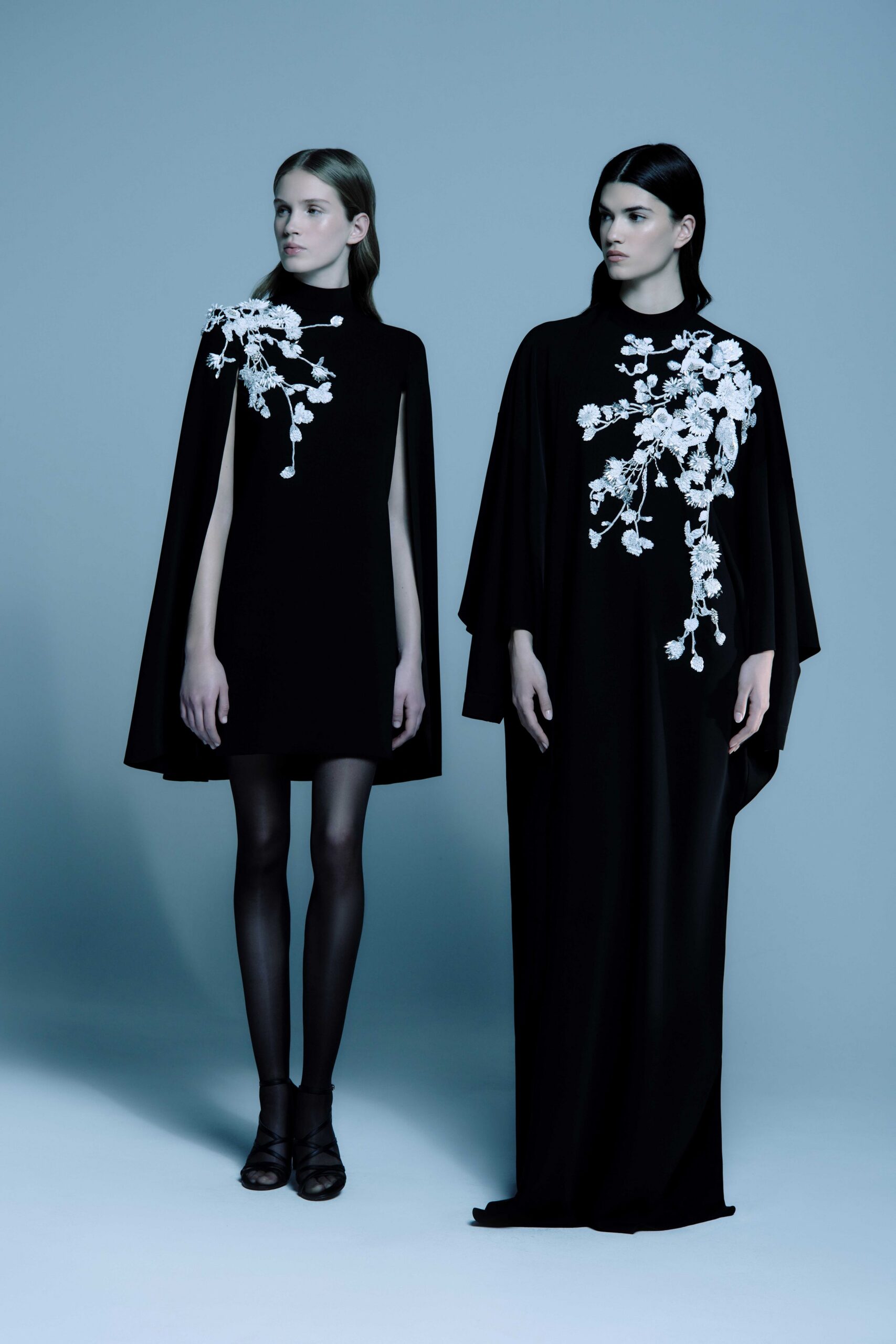 black silk cape and gown