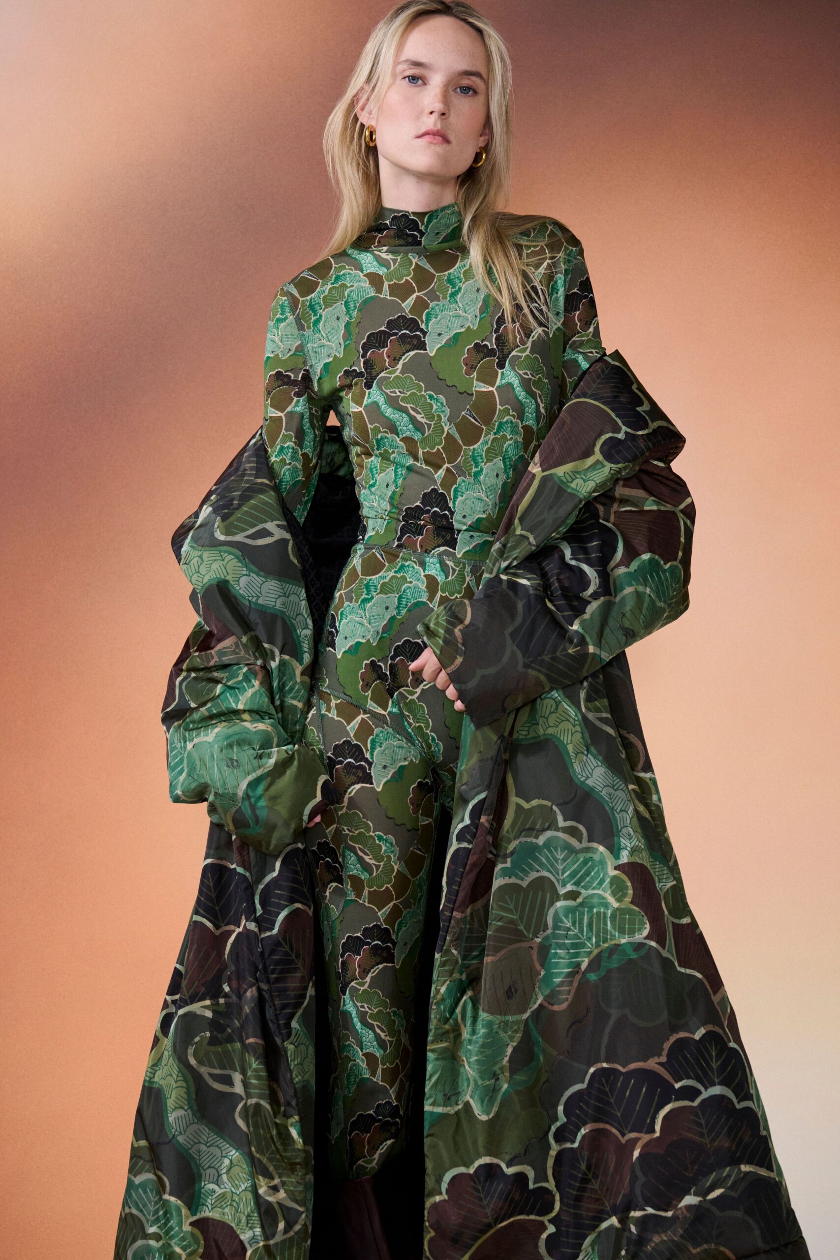 brown silk oversized layered cape