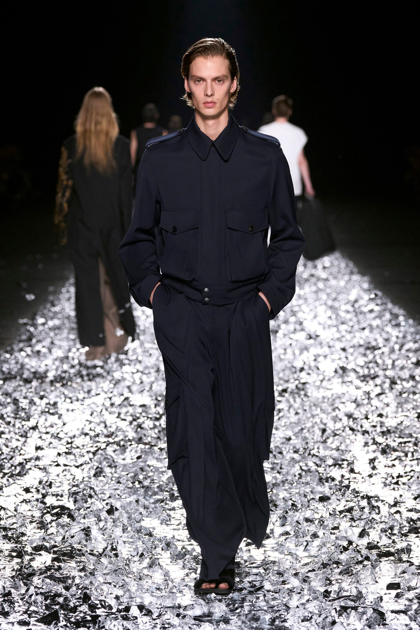 blue cotton relaxed jacket and pants