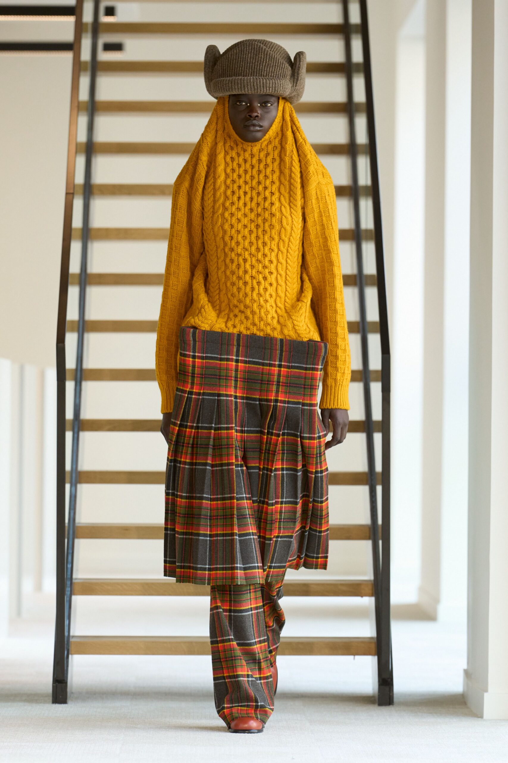 yellow wool long-sleeve high-neck fitted sweater