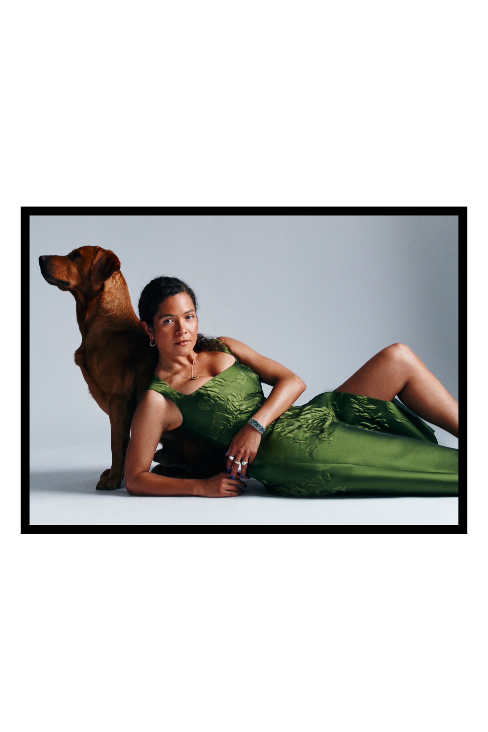 fitted green silk dress