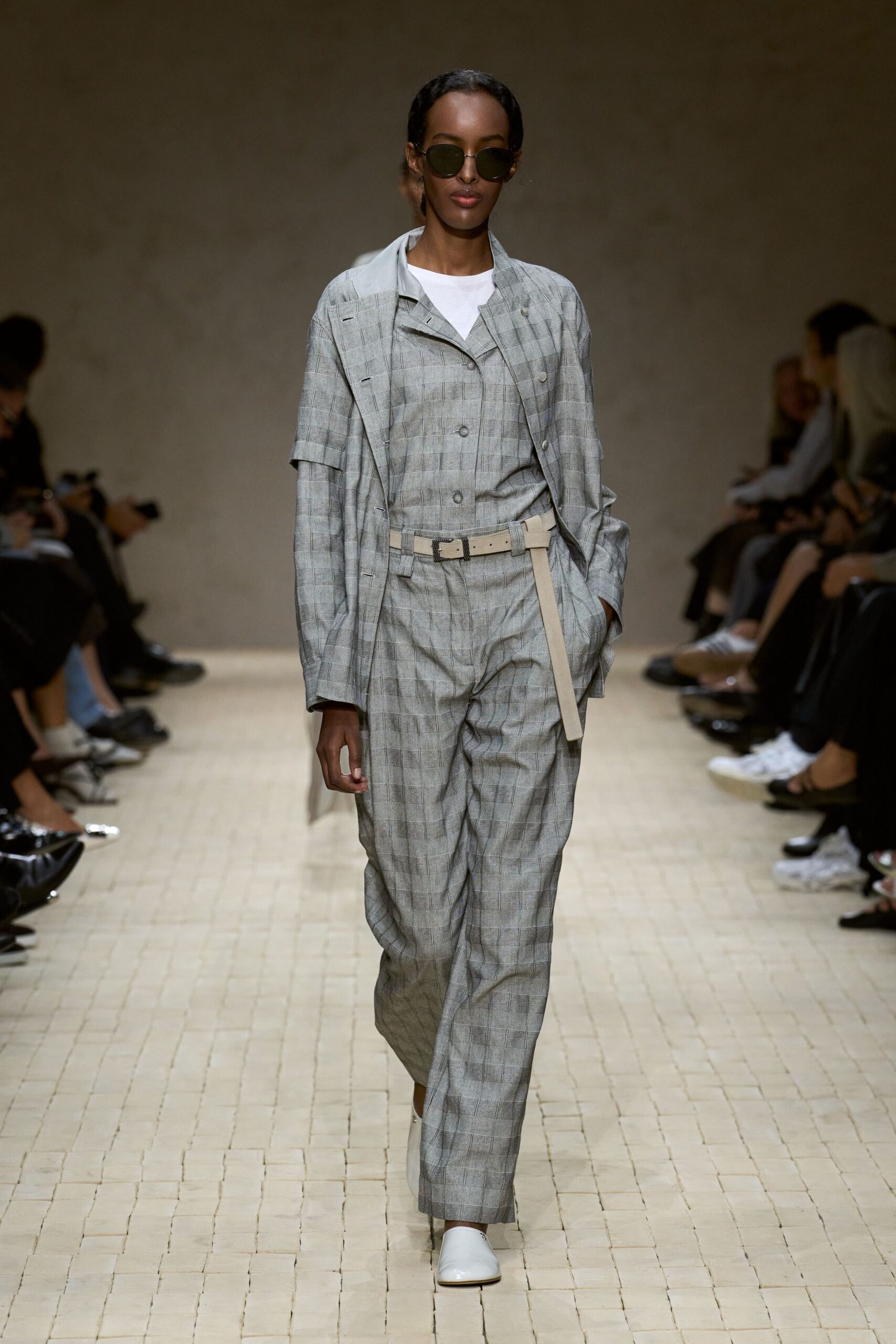 gray checked jacket and pants